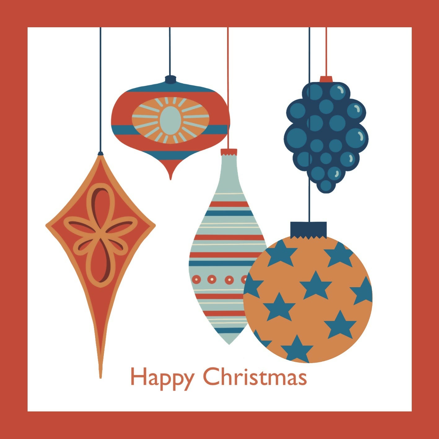 Baubles Square Christmas Card