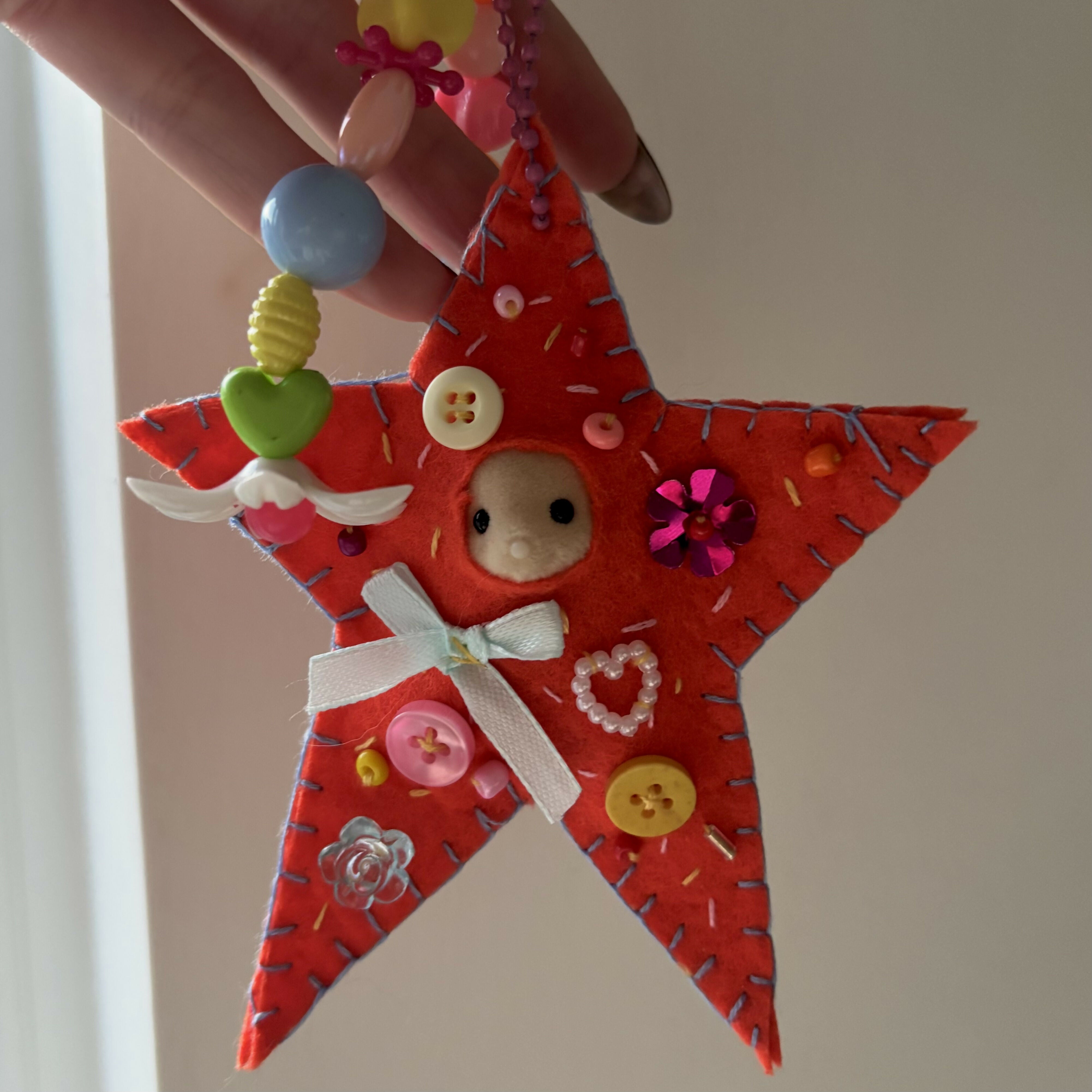 Orange star felt keyring