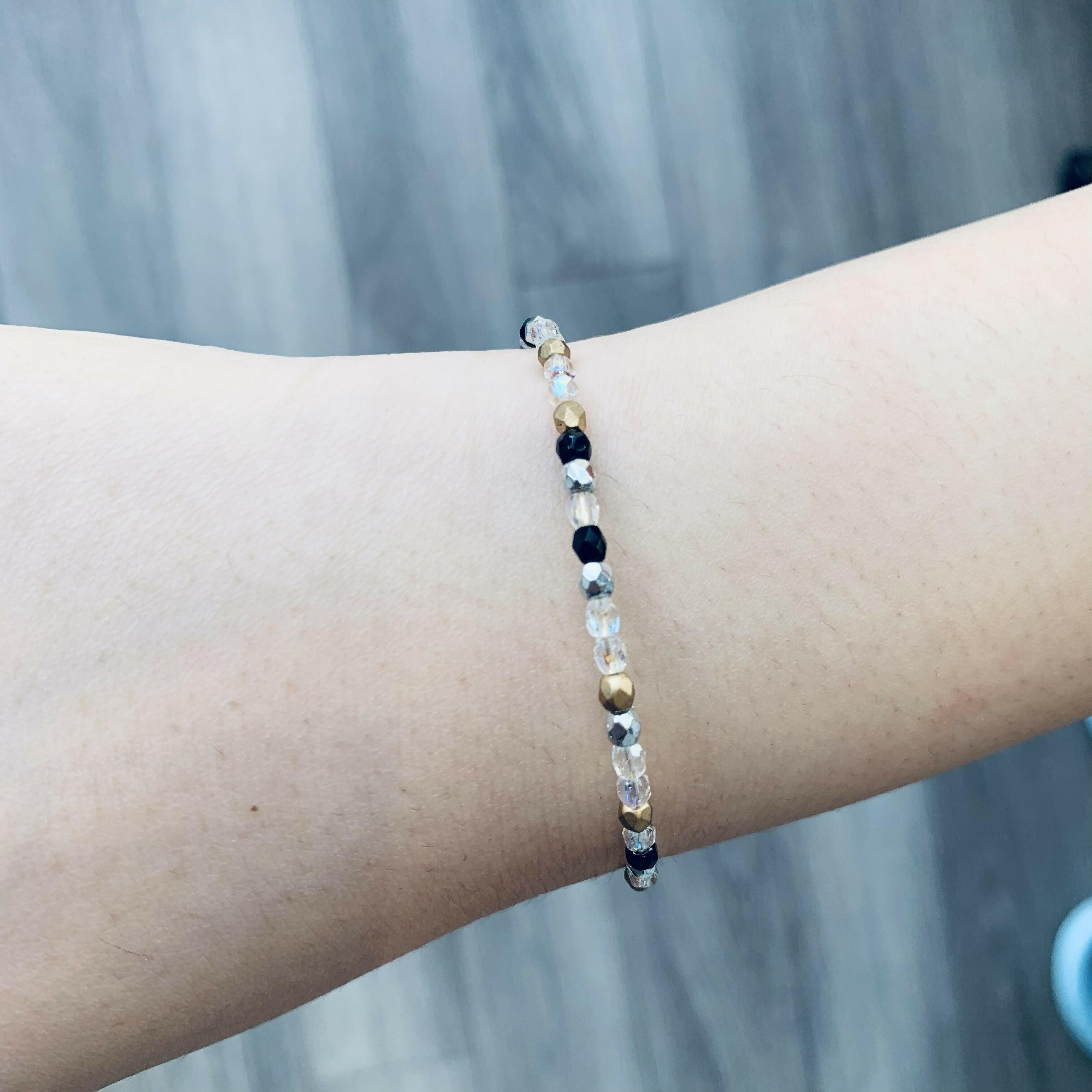 Faceted Czech Glass Bead Wire Bracelet