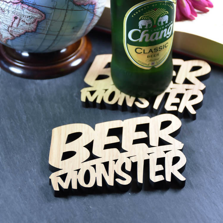 Beer Monster Laser Cut Wooden Coaster