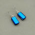 Light Blue Dichroic Fused Glass Dangle Sterling Silver Earrings - Handmade by Jade Tapson Glass.