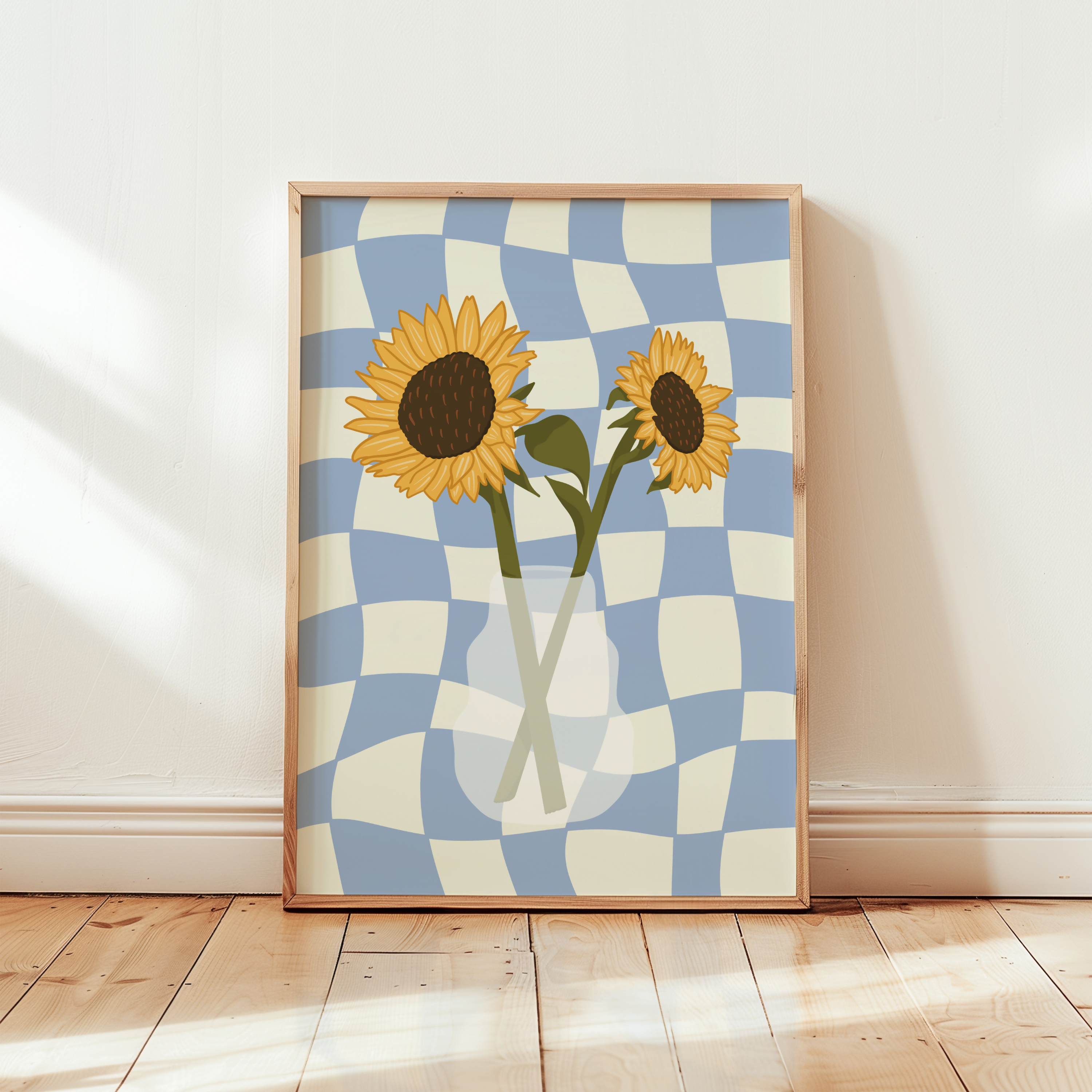 Sunflower Vase Print in Blue