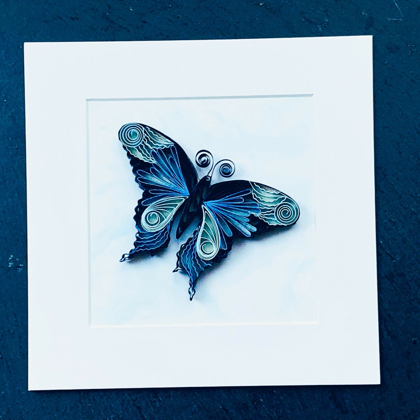 Handmade Paper Quilling Butterfly with White Framed
