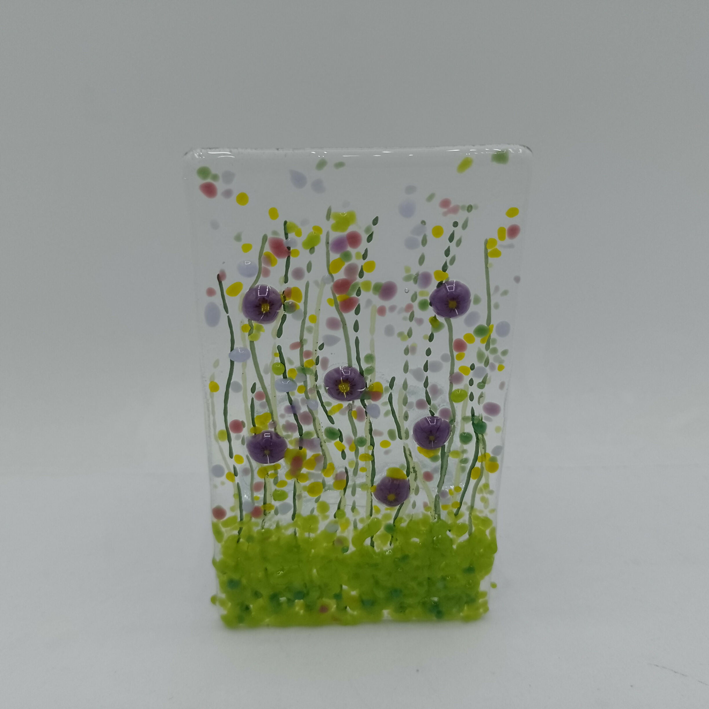 Purple Flower Fused Glass Tealight