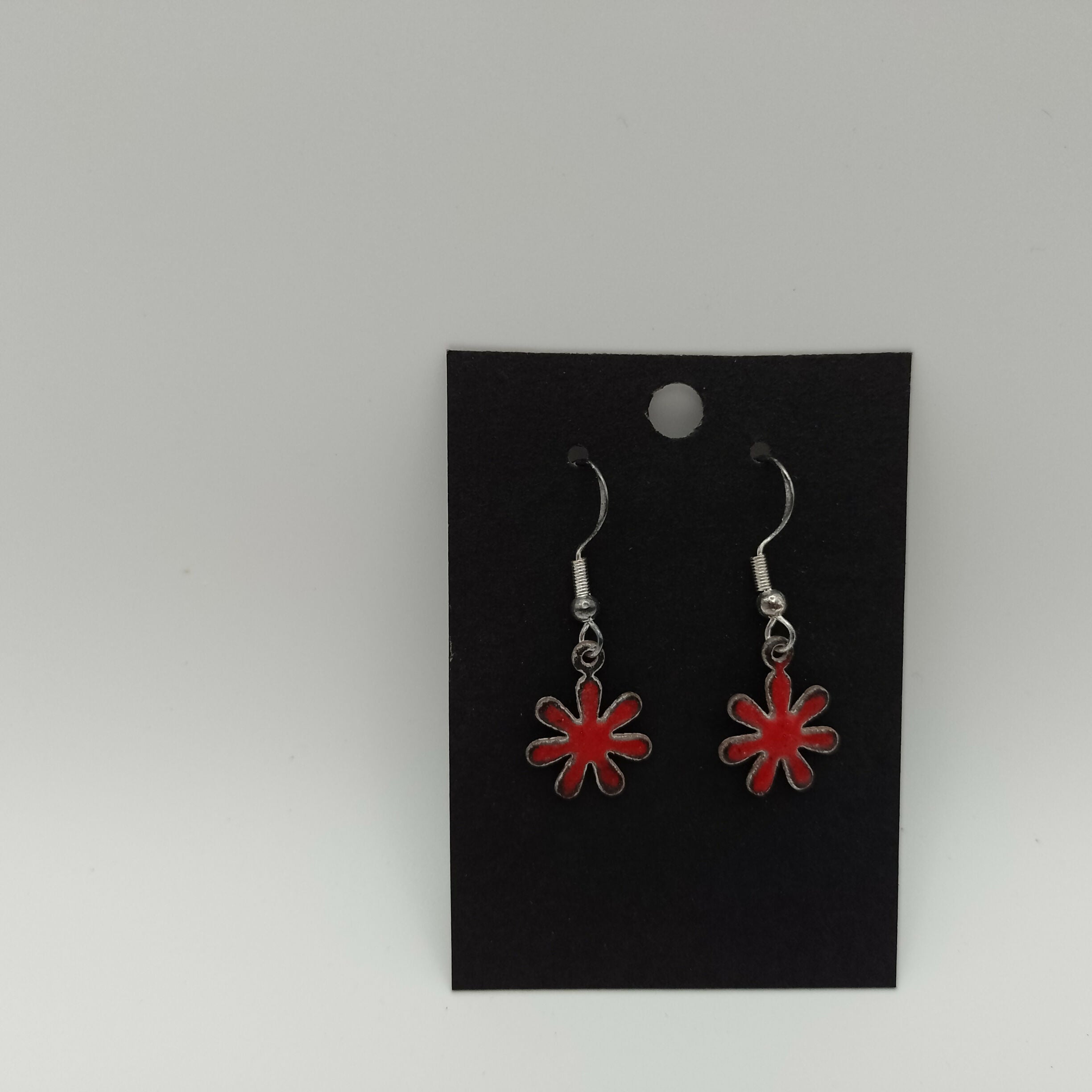 Red Daisy Enamel Earrings