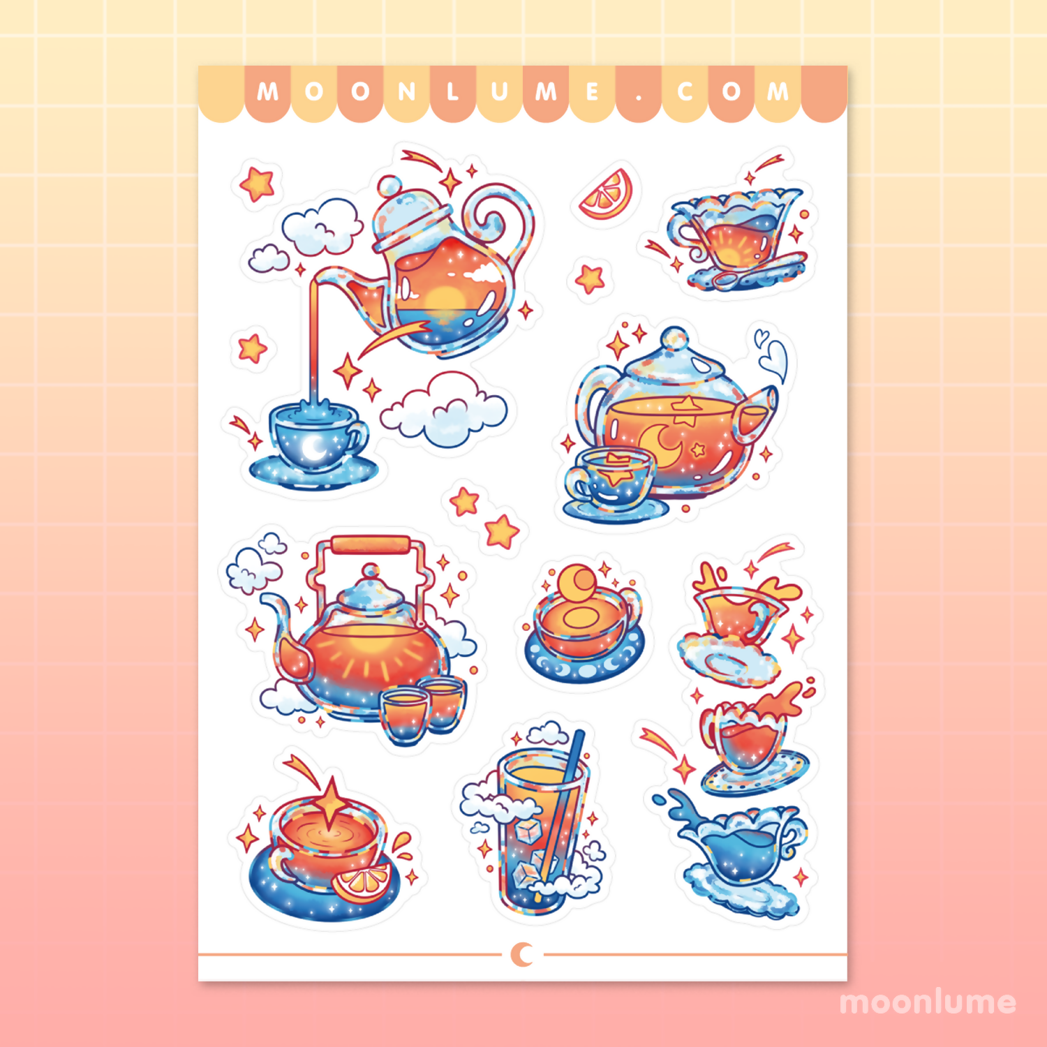 Vinyl Sticker Sheet - Sunset Tea