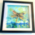 Blues and Gold Dragonfly Mixed Media Framed Artwork