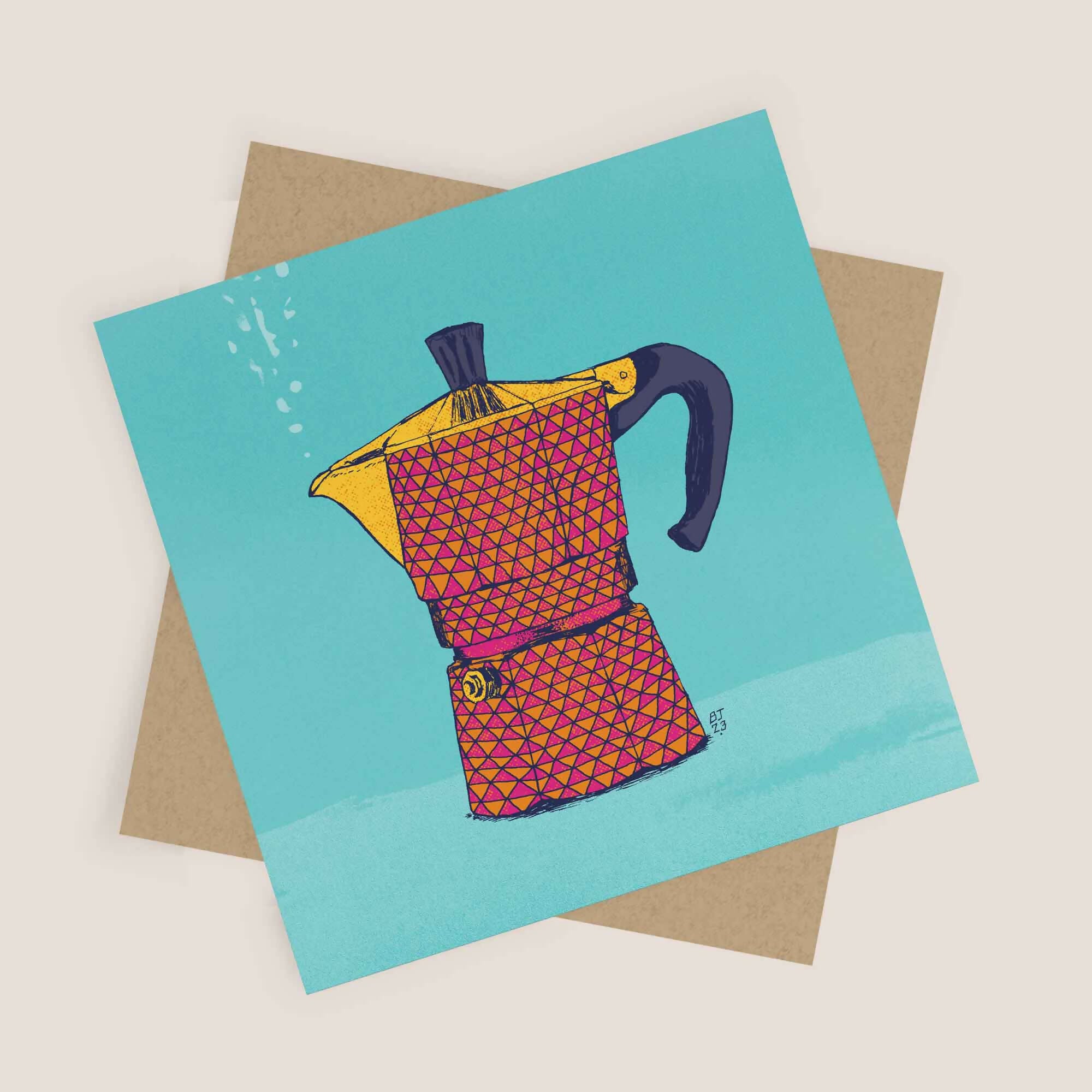 Colourful Moka Pot - Greeting Card