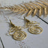 Gold Unalome Earrings; Hand Sculpted Brass Wire Spiral Buddhist Boho Thai Earrings