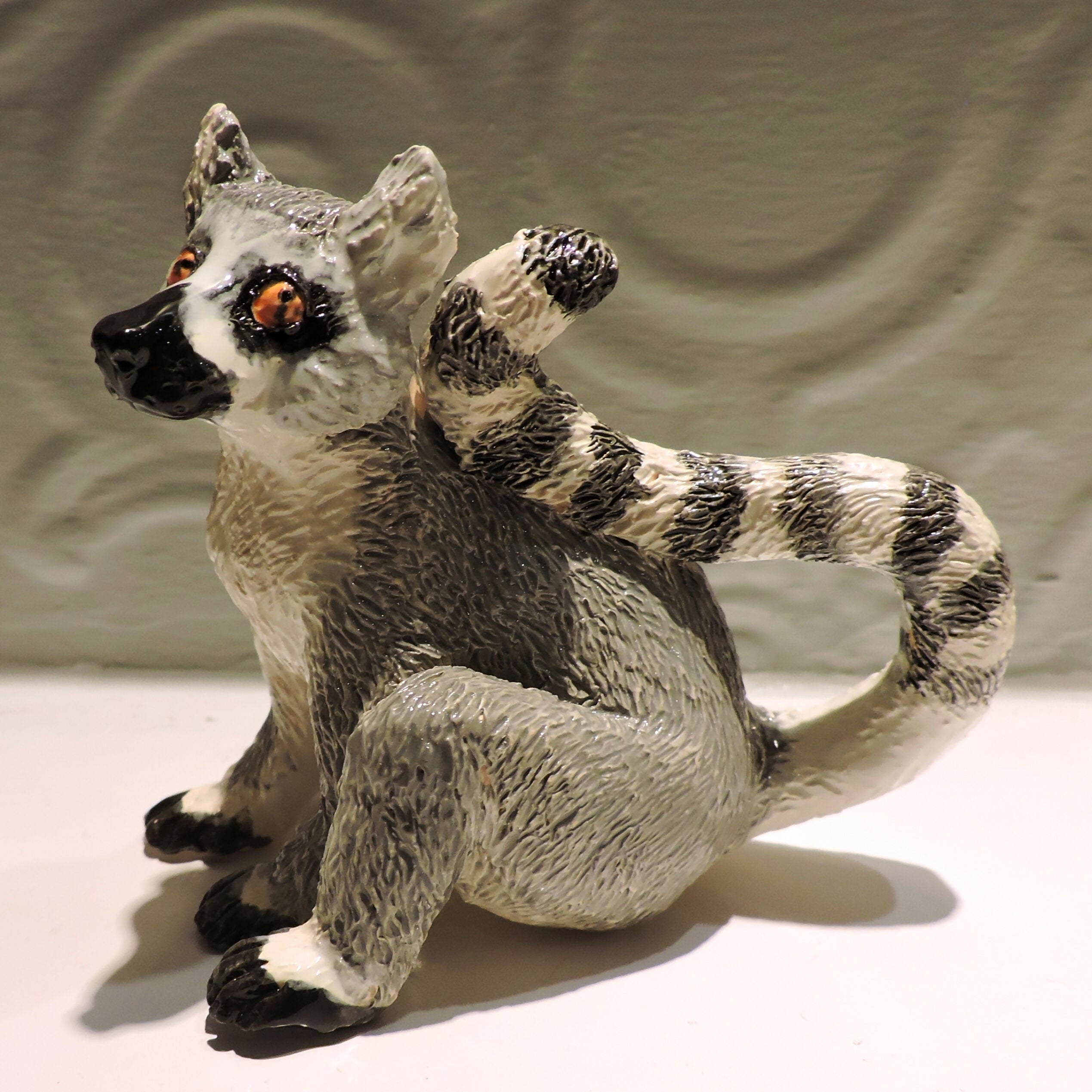 Ceramic Ring tailed lemur sculpture