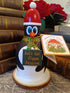 Handmade Wooden Holiday Penguin Figurine - "Let's Get Flippin' Festive"