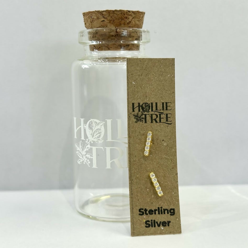 CZ Bar Gold Plated Stud