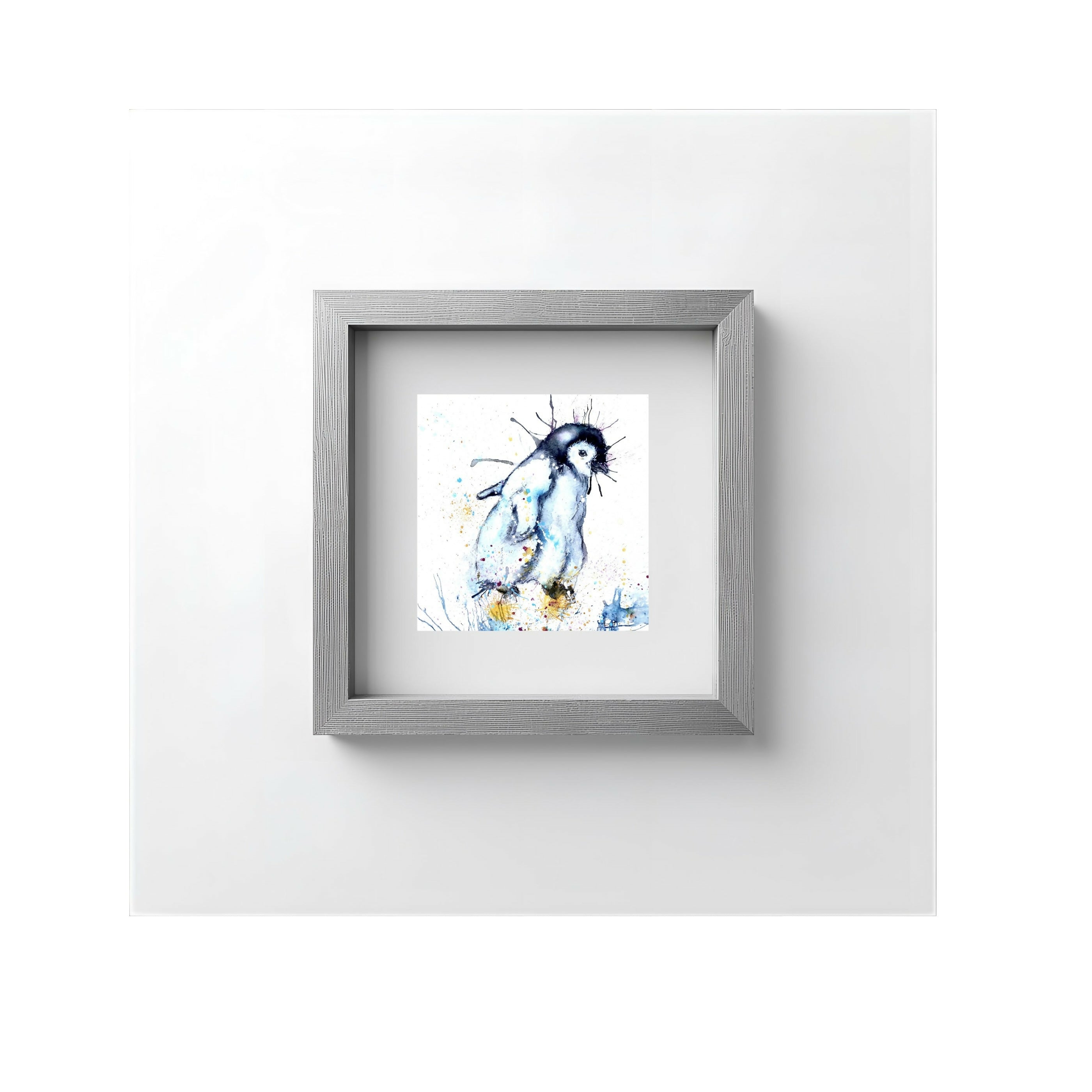 FINE ART PRINT OF PADDLING PENGUIN, PART OF THE 'LITTLE MINI TREASURE' ART COLLECTION