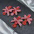 Red Button Bow Hairclips