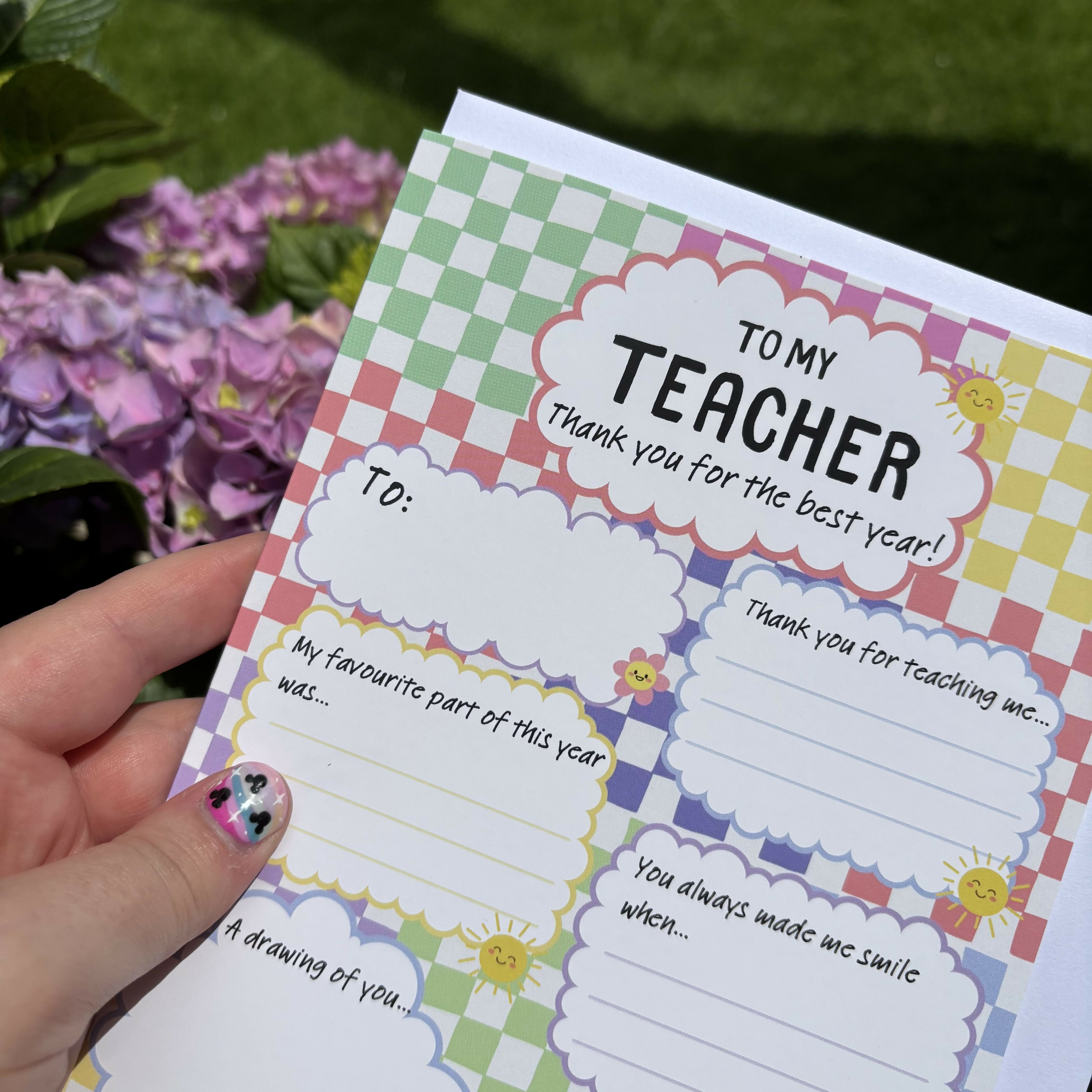 All About My Teacher - Fill In Thank Card A5