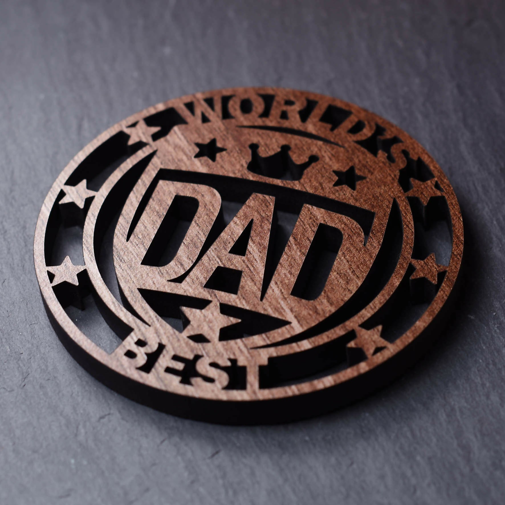 World's Best Dad Laser Cut Wooden Coaster