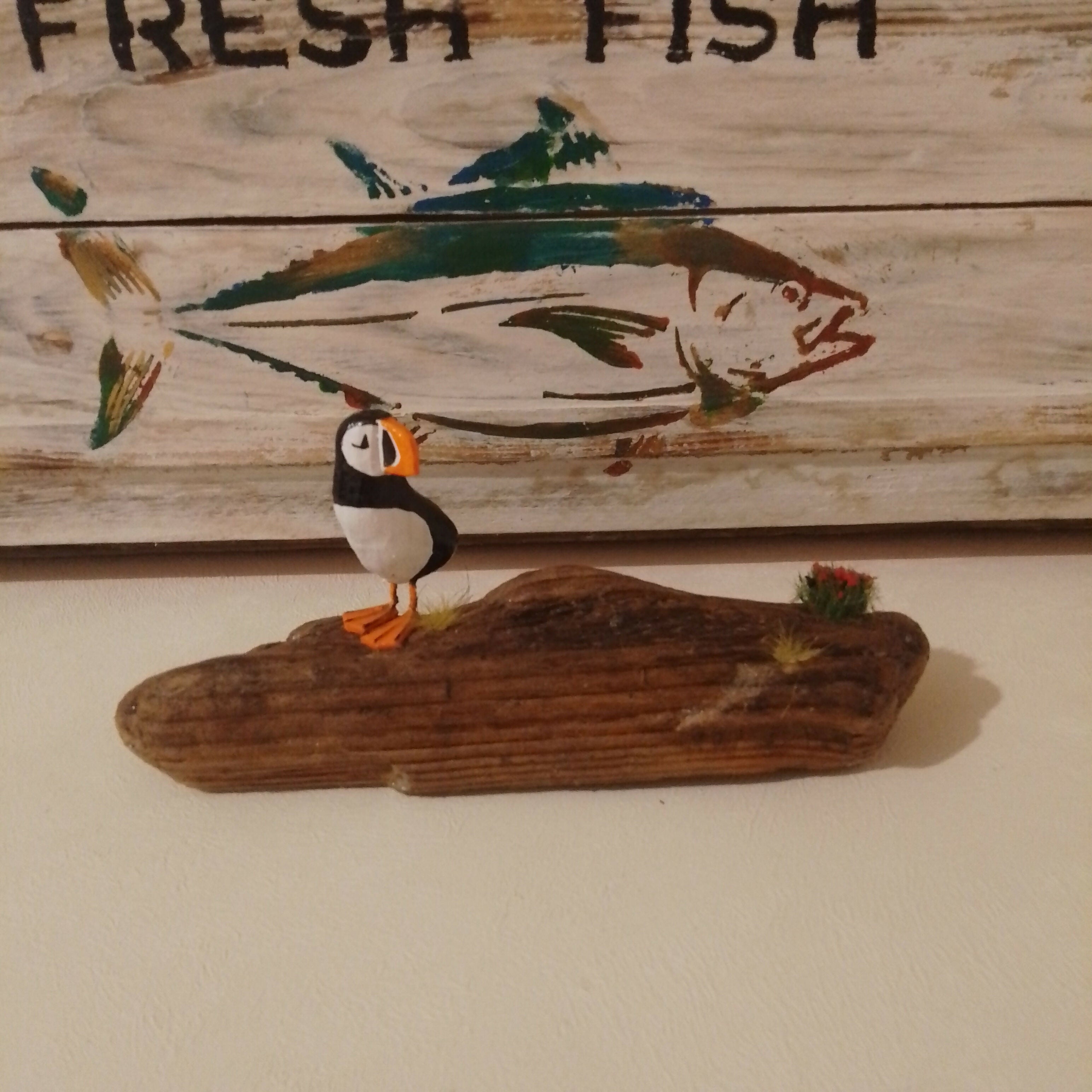 Single Puffin On Wood, With Legs