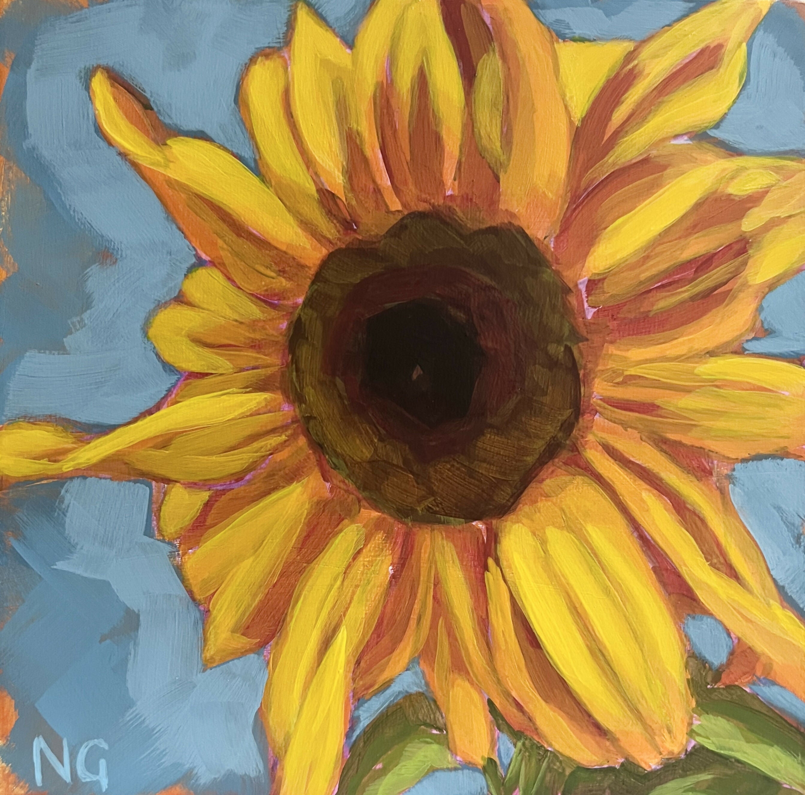 Yellow Sunflower Floral - Original Acrylic Painting