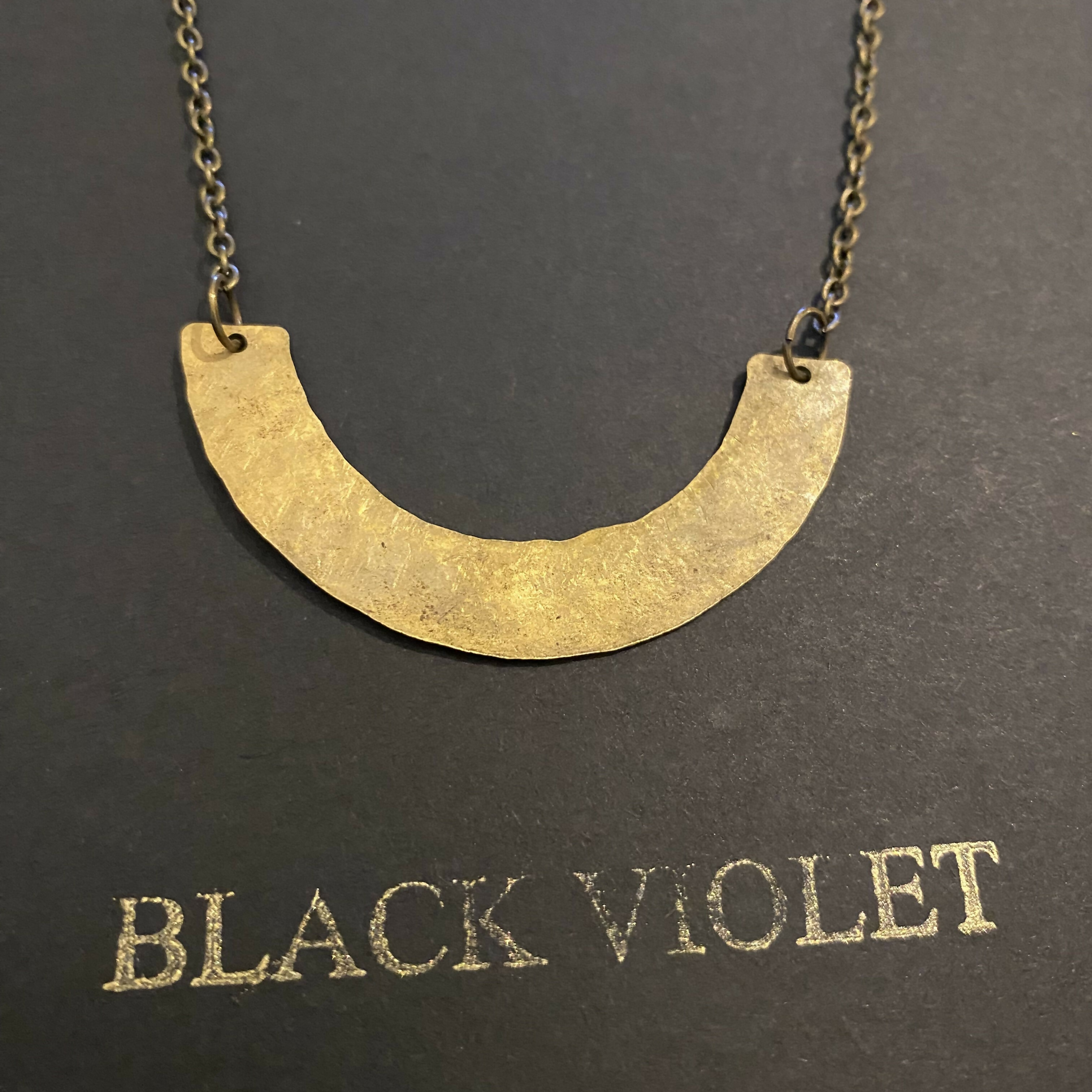 Hammered Brass Curve Necklace
