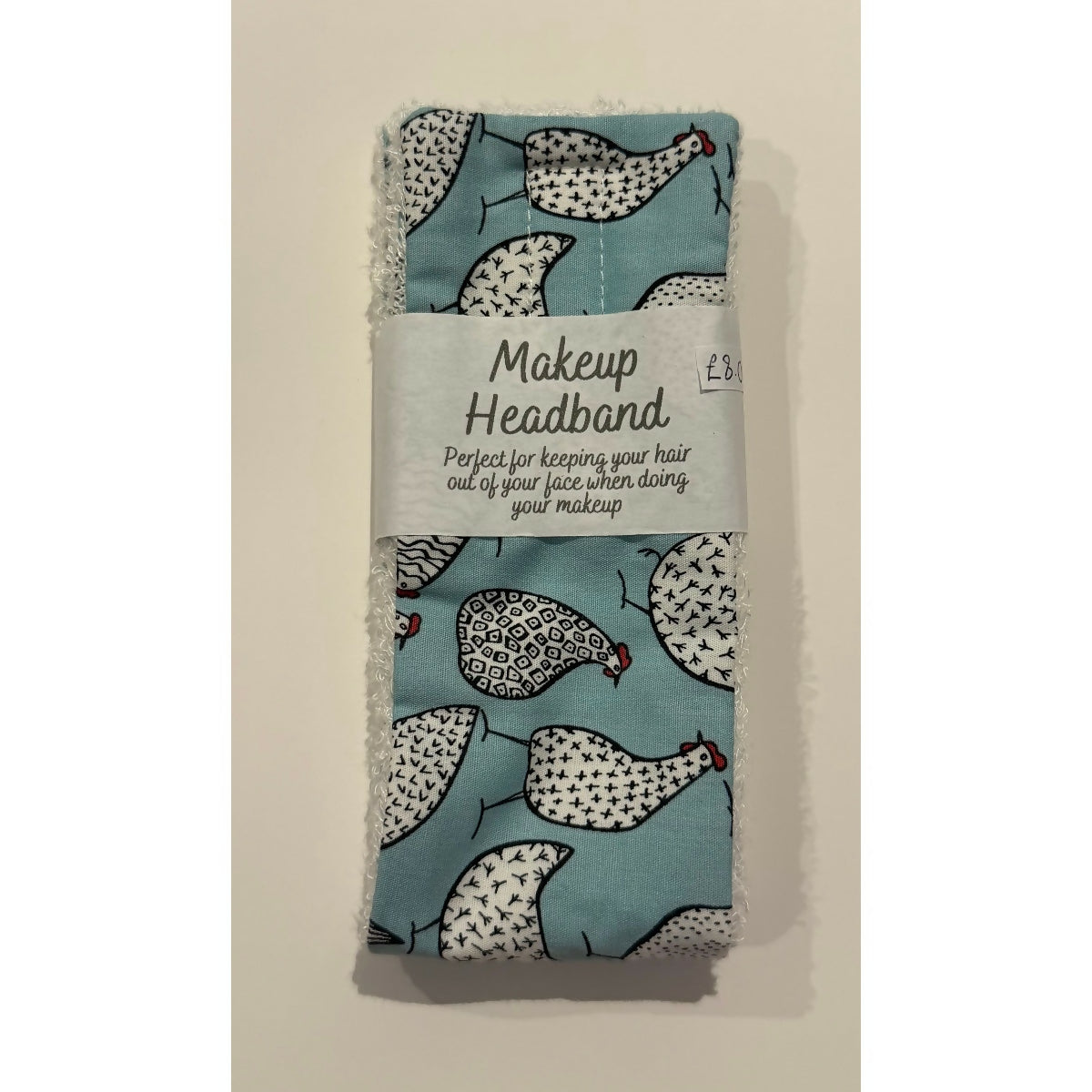Turquoise Blue Chicken Makeup Spa Headband with Adjustable Velcro Strap