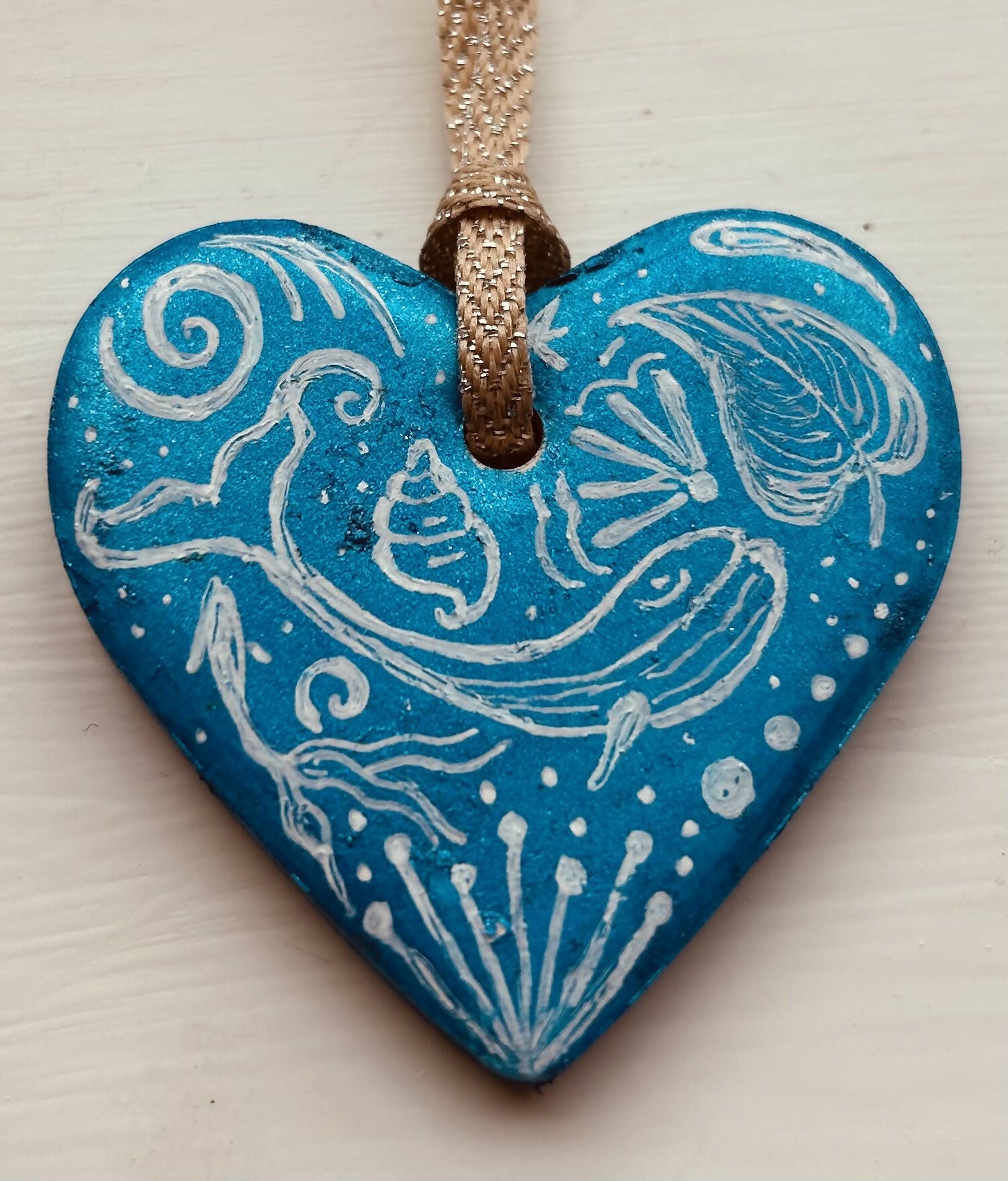 Mini Hand Painted Ceramic Ocean Heart