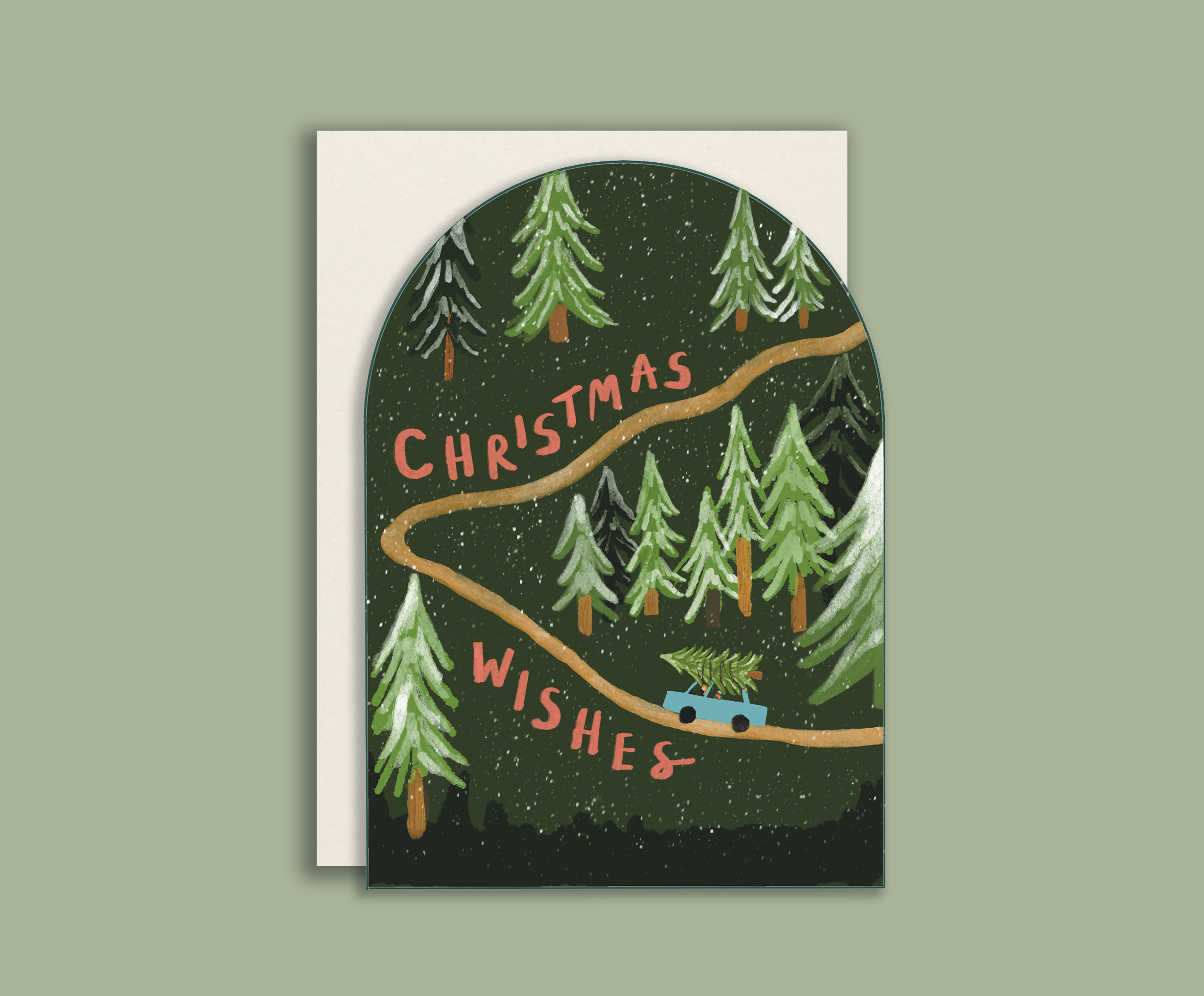 Illustrated Arched Christmas Card 4-Pack