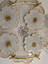 GOLD HANDLE SERVING TRAY HANDMADE FLOWER SET WITH COASTERS