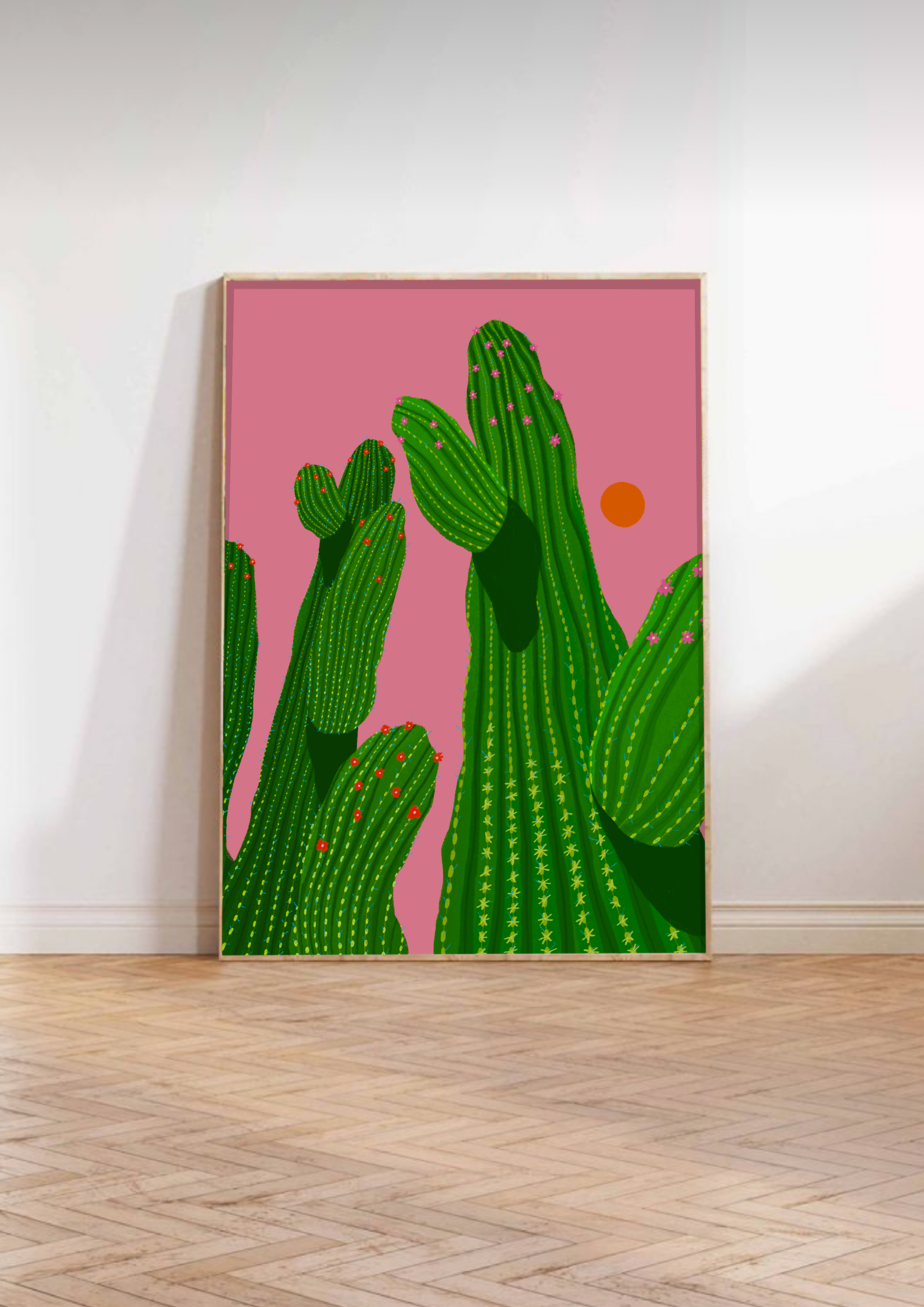 Pink Cactus Art Print