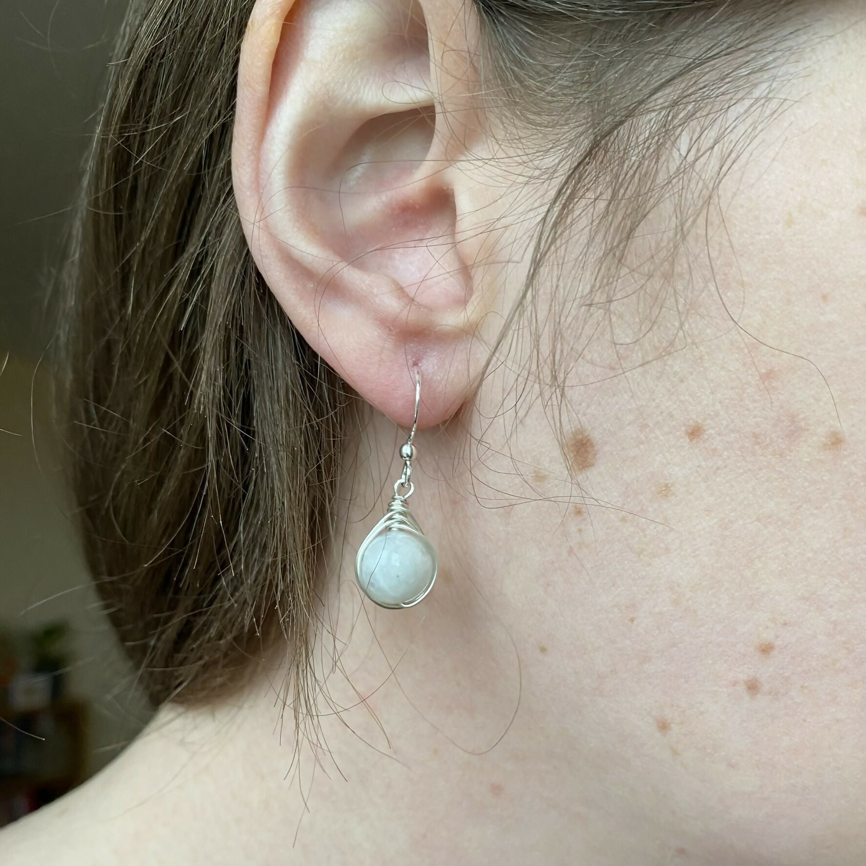Moonstone Drop Earrings, Sterling Silver