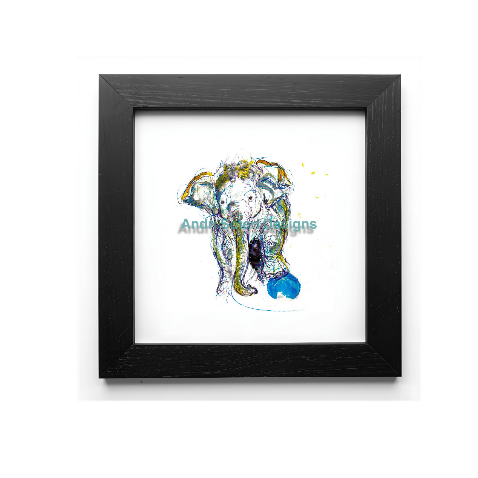 FINE ART PRINT OF BABY ELEPHANT WITH BALL, PART OF THE 'LITTLE MINI TREASURE' ART COLLECTION