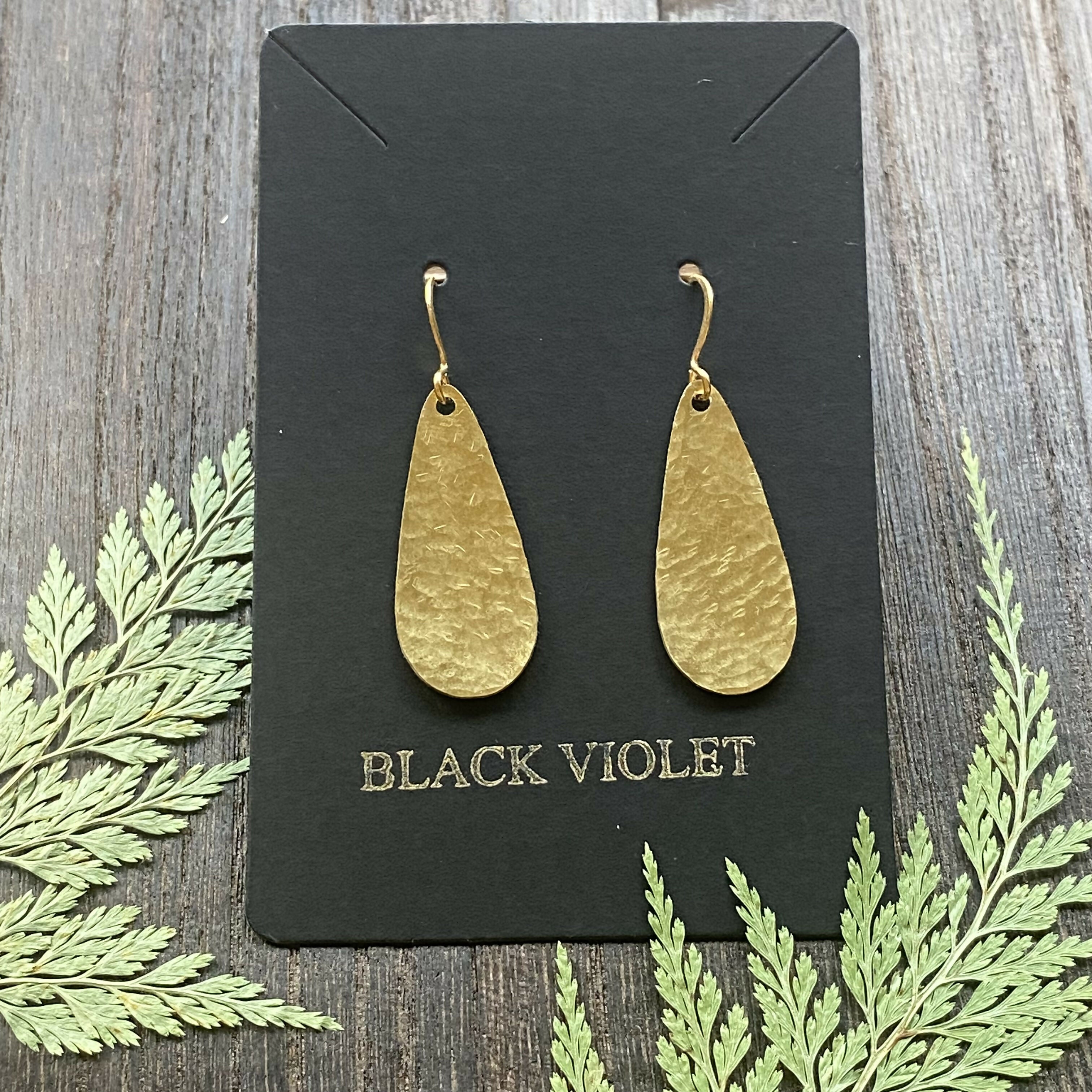 HAMMERED BRASS TEARDROP EARRINGS