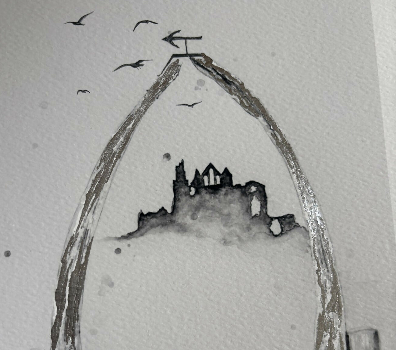 'Over The Whale Bones' Limited Edition, Fine Art, Giclee Whitby Framed Print Hand Finished With Silver Leaf Whitby Abbey