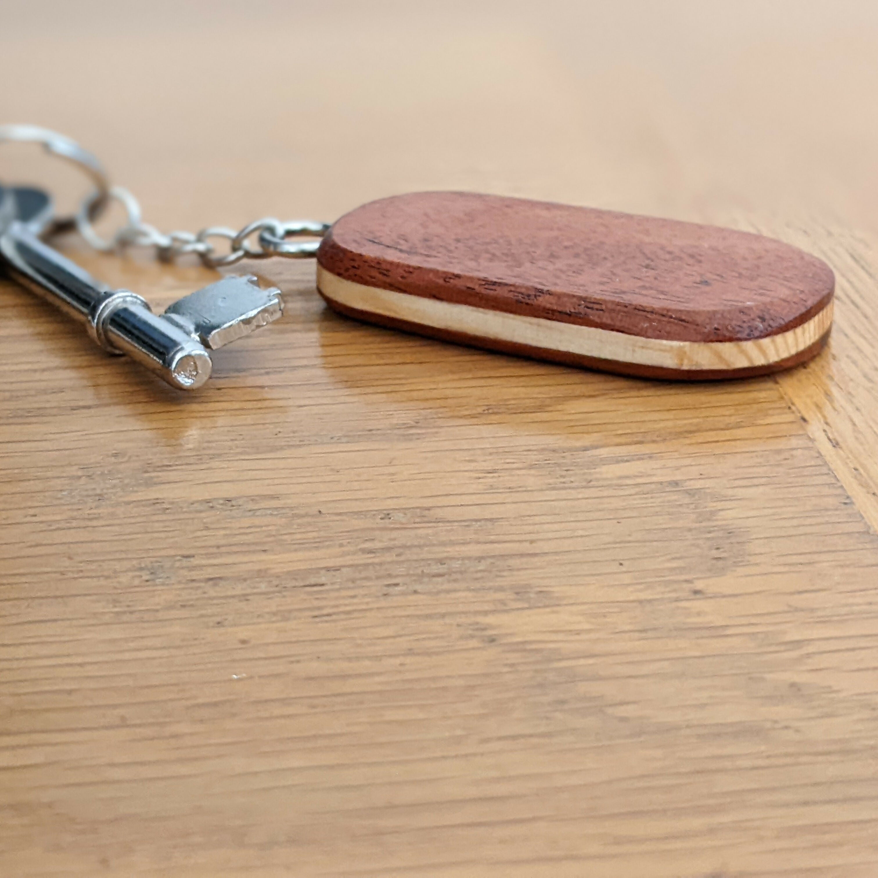 Mahogany and Pine Wooden Keyring