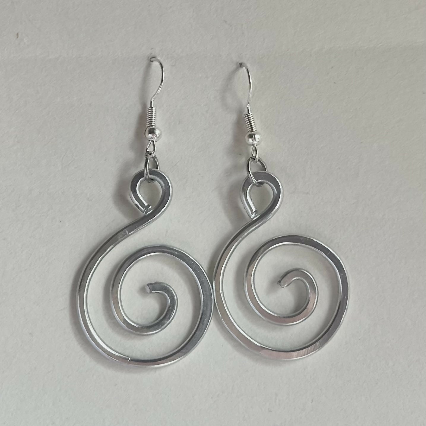 Silver Spiral Wire Hammered Earrings