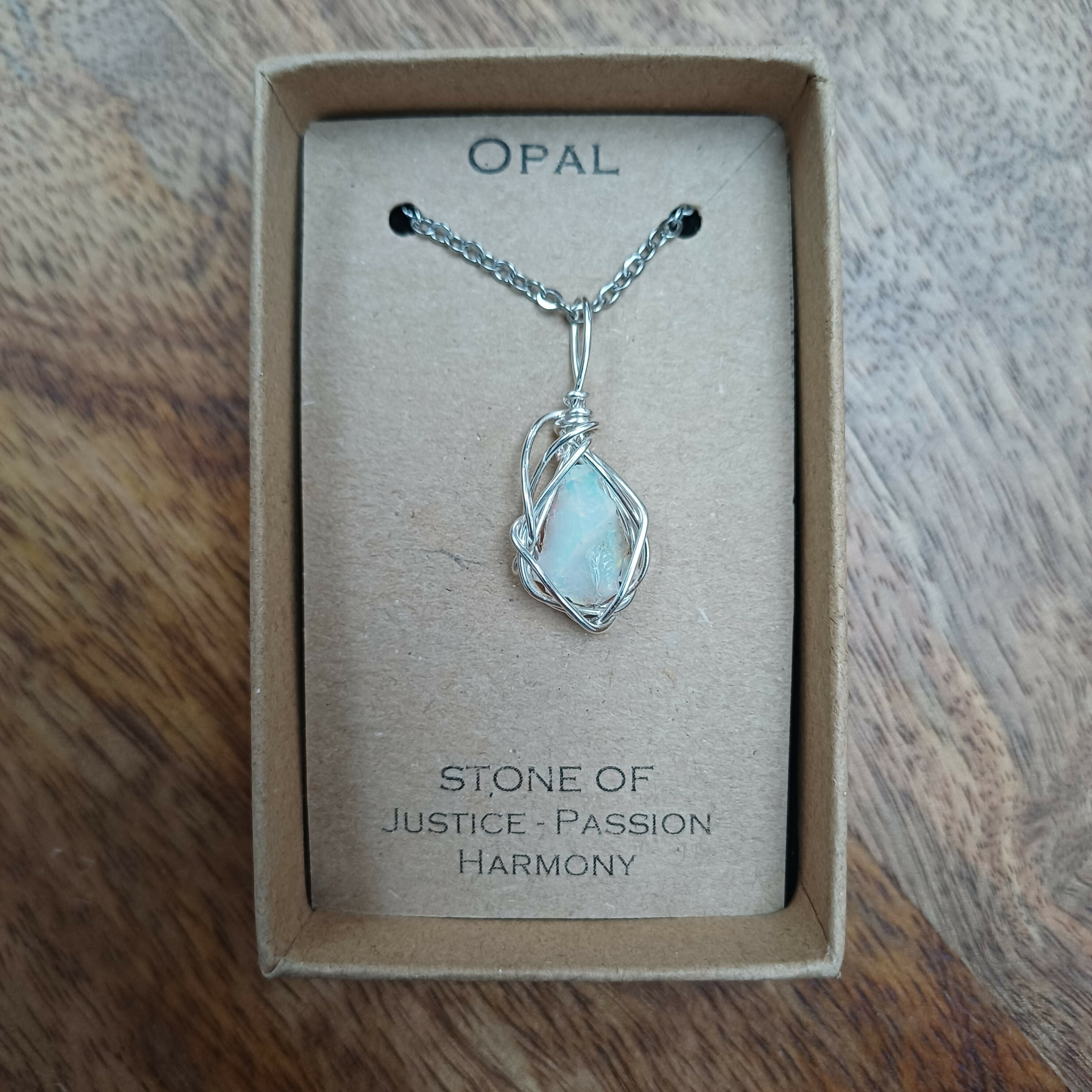 Opal Wire Wrapped Pendant