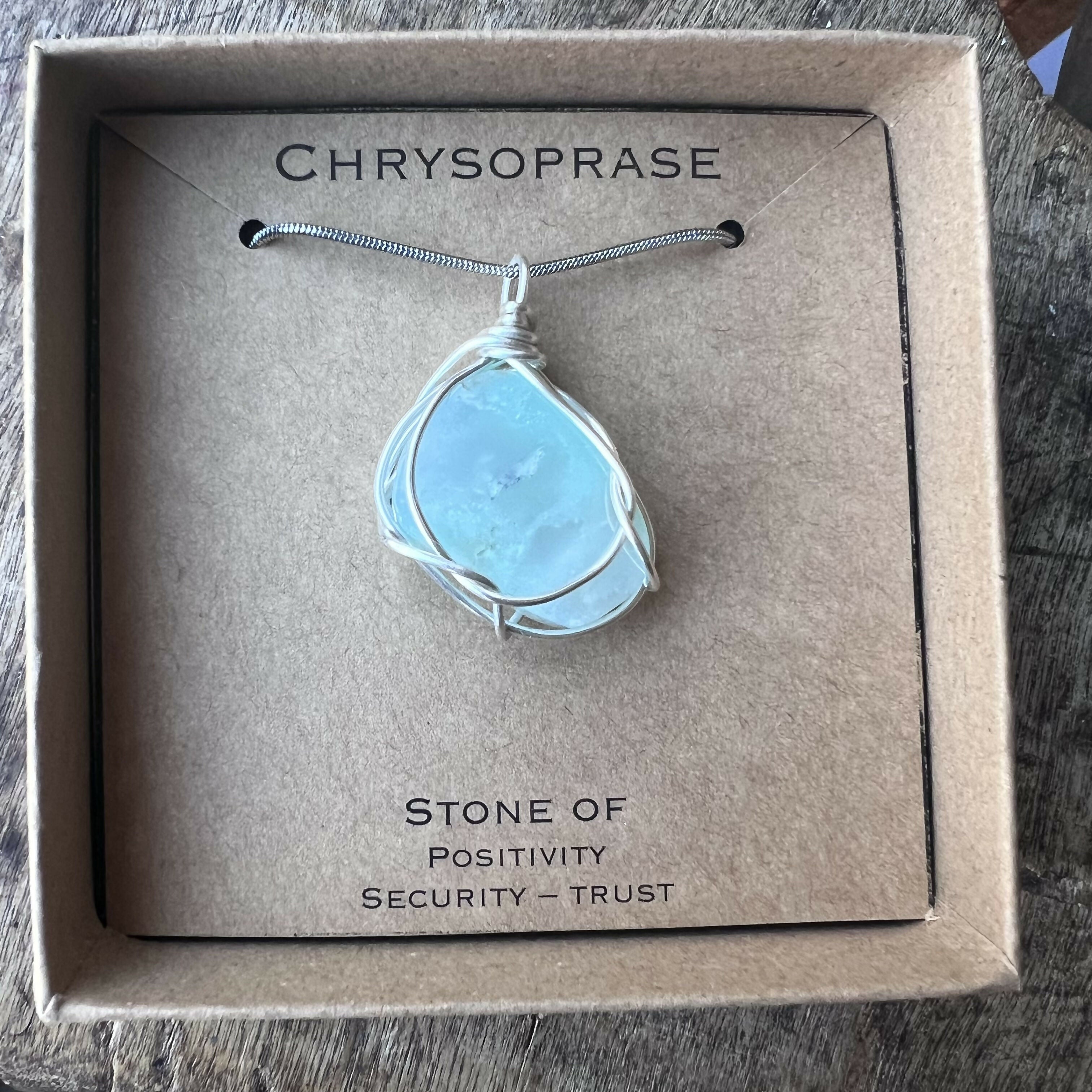 Chrysoprase Wire Wrapped Pendant