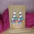 Silver Dangle Polymer Clay Earrings With Multicoloured Flowers