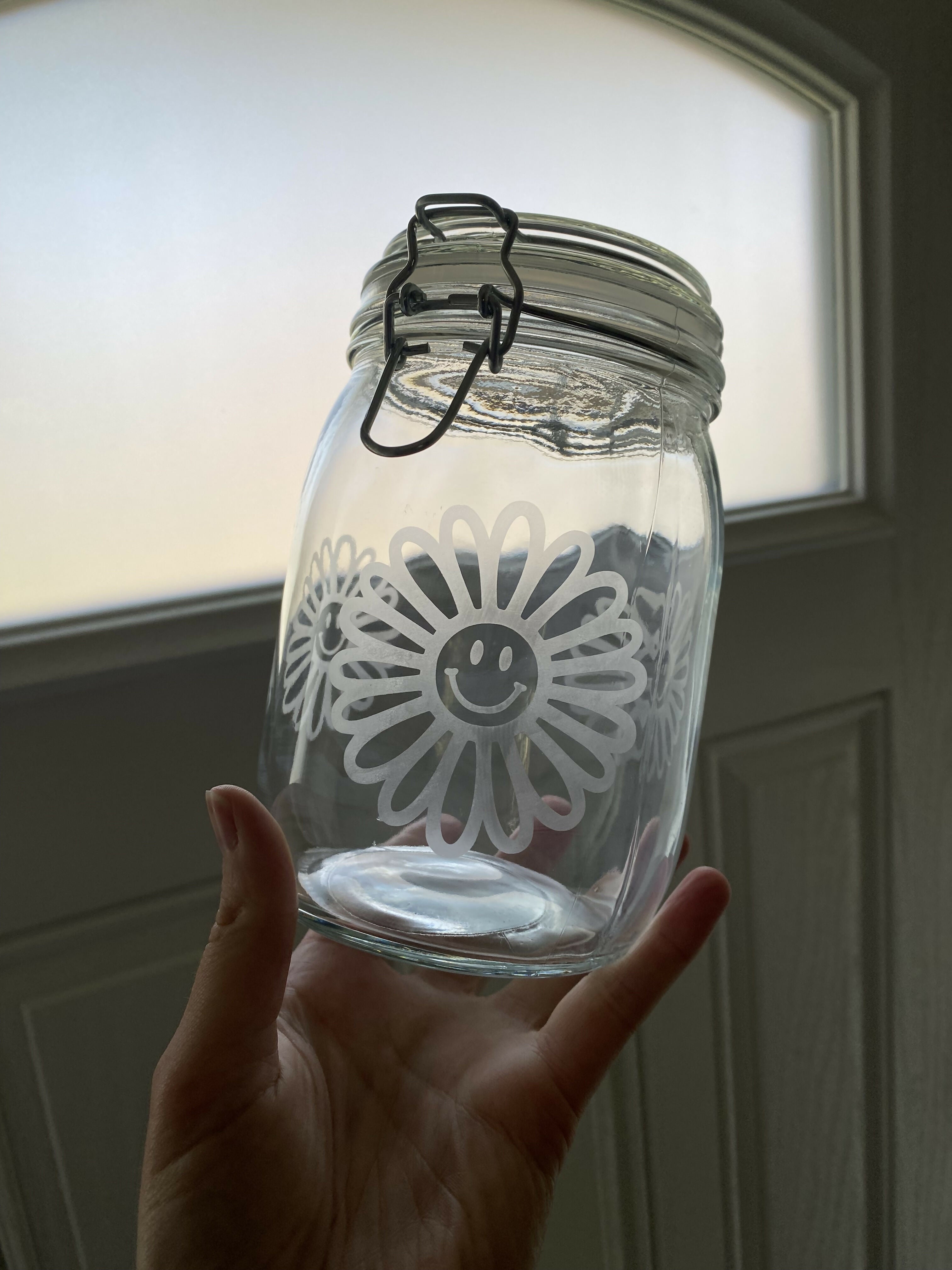 Etched Glass Jar With Clip Lid