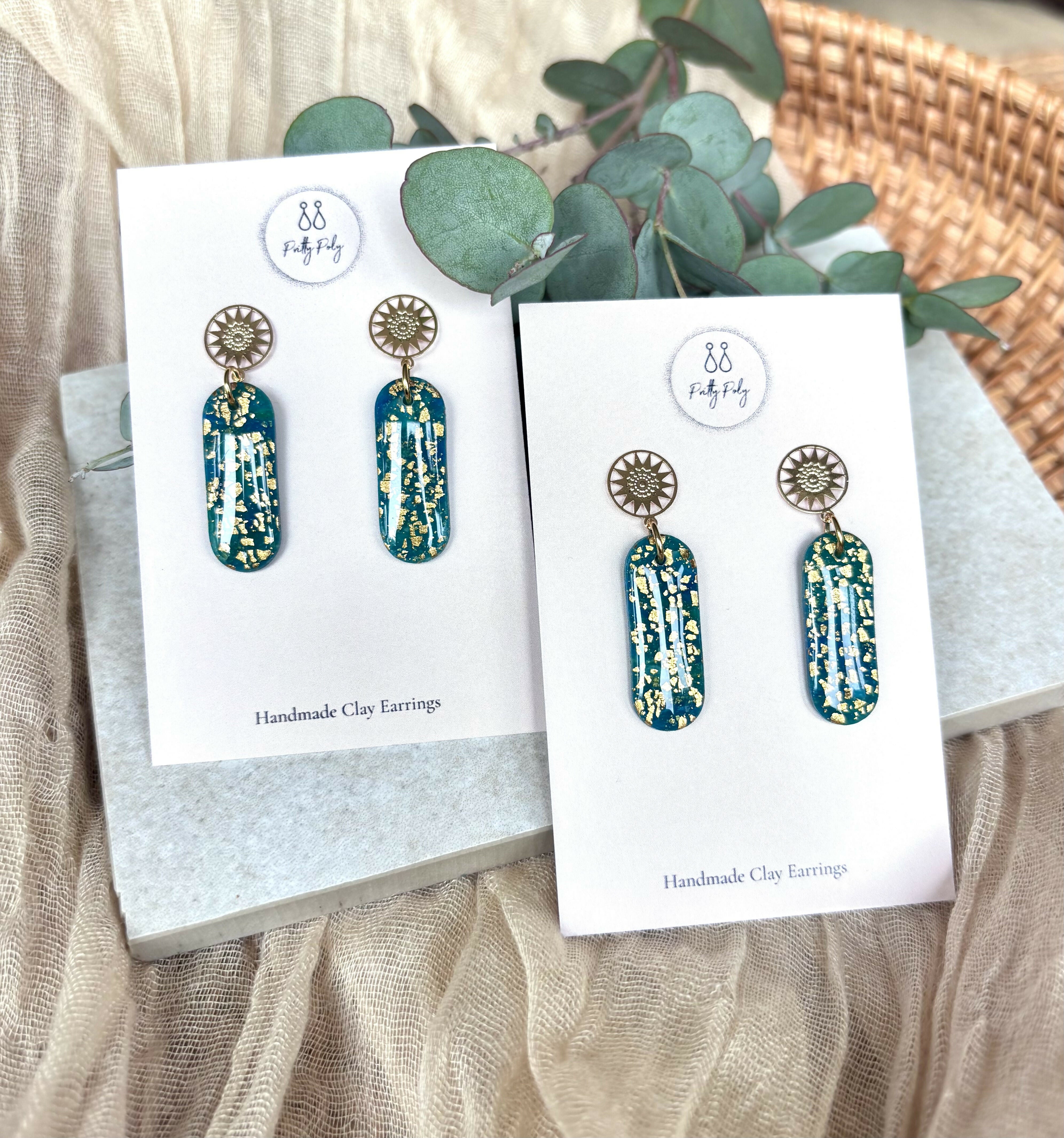 Celestial Blue Drop Polymer Clay Earrings