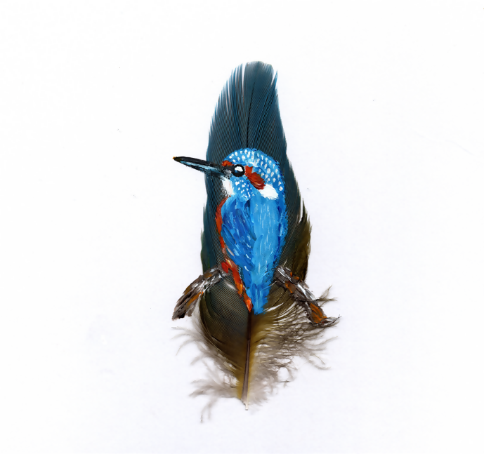 Kingfisher Feather Painting