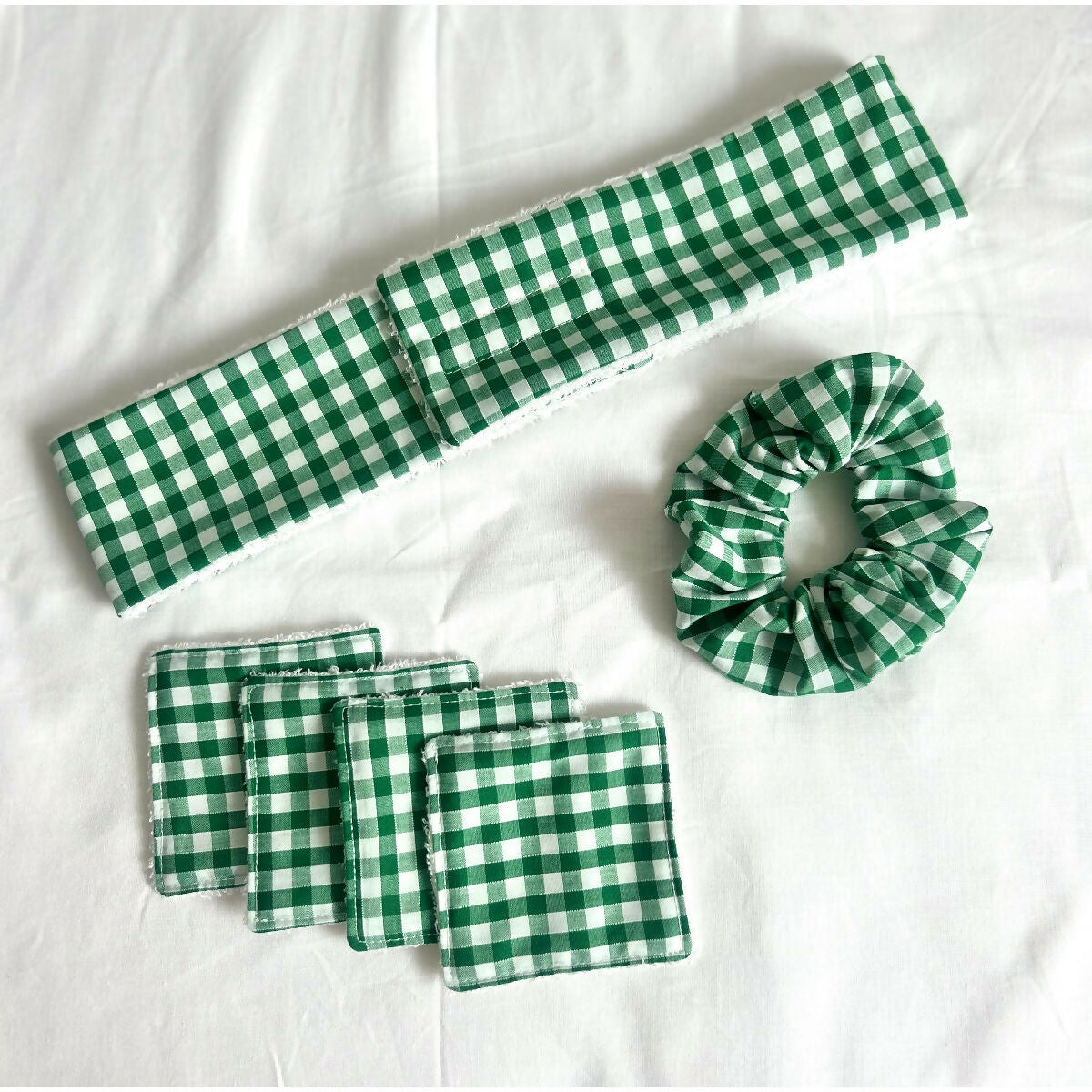 Green Gingham Spa Makeup Gift Set