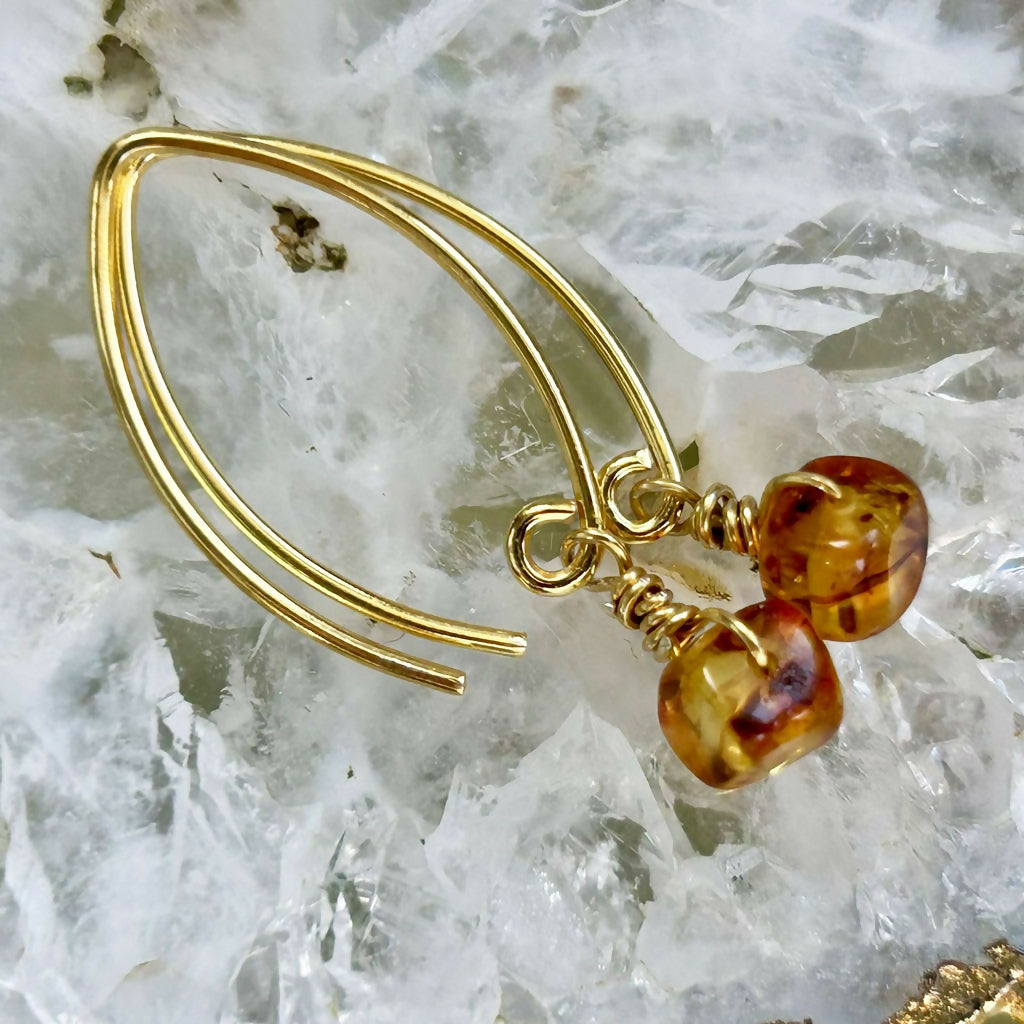 Handmade Gold Vermeil Amber Earrings