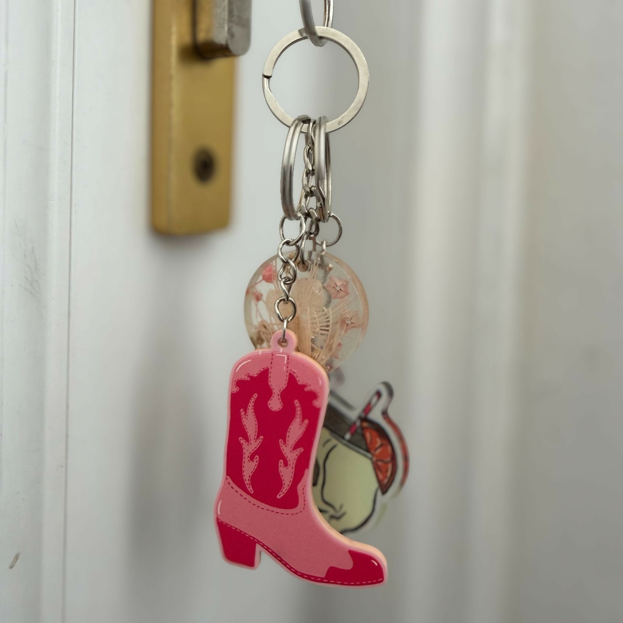 Pink Cowgirl Boot - Recycled Acrylic Keychain