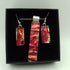 Dichroic Glass Red and Gold Ripple Pendant and Earring Set