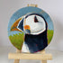 Hand Painted Puffin Head Circular Mini Canvas Magnet