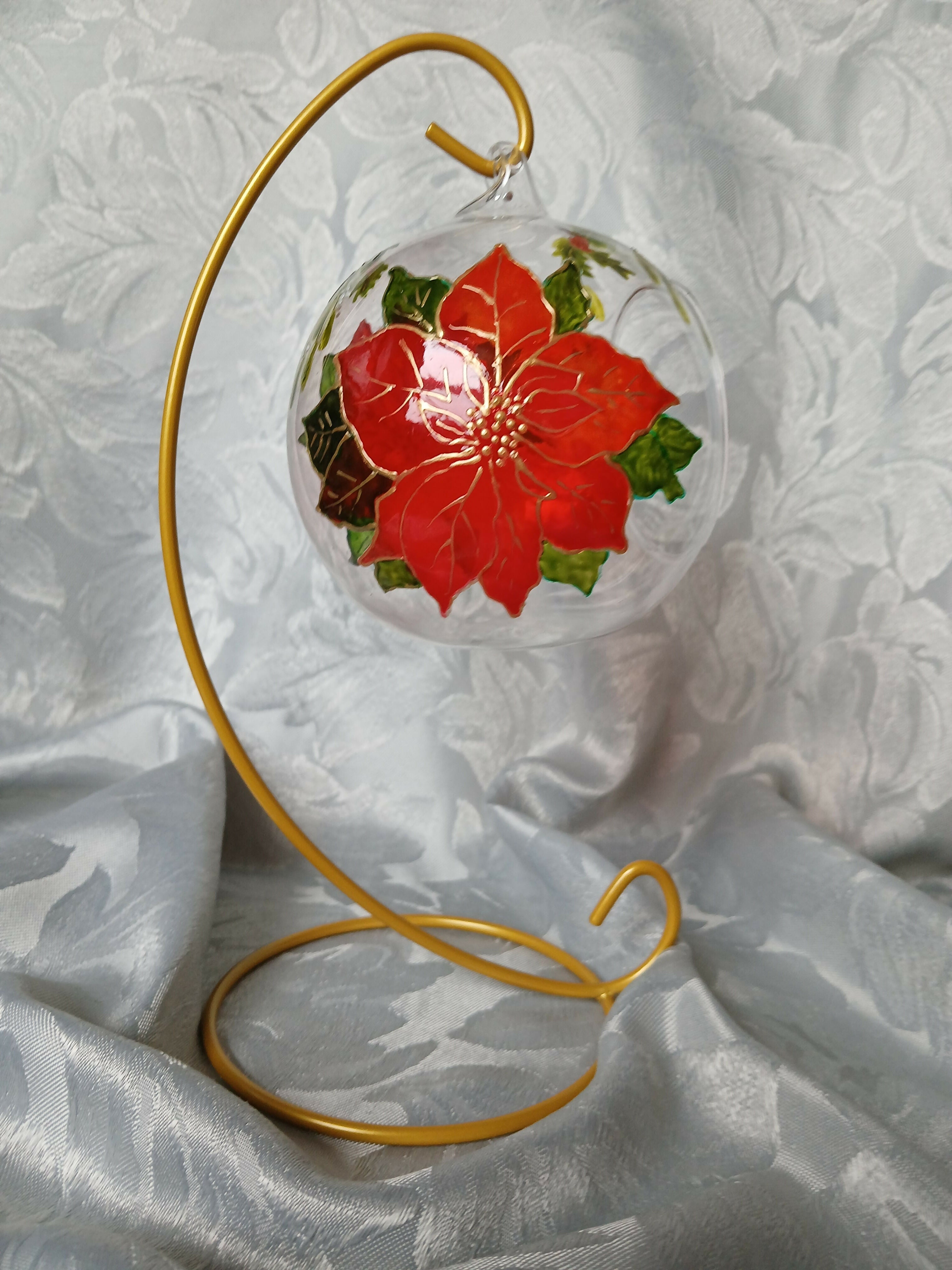 Hand Painted Glass Candle Holder - Pansies
