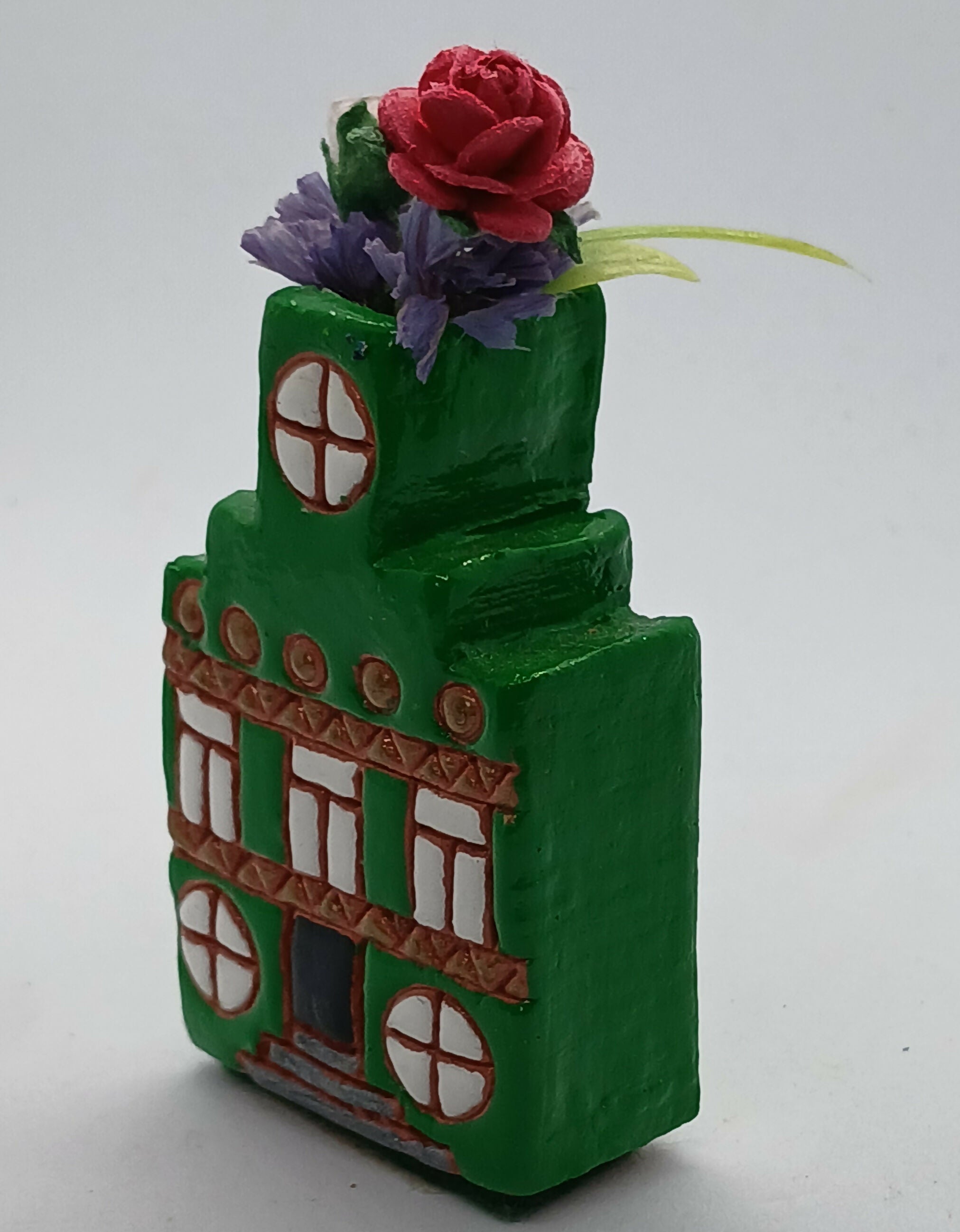 Small Dutch House Vase with Faux Flowers