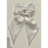White Satin Hair Bow with Barrette Clip