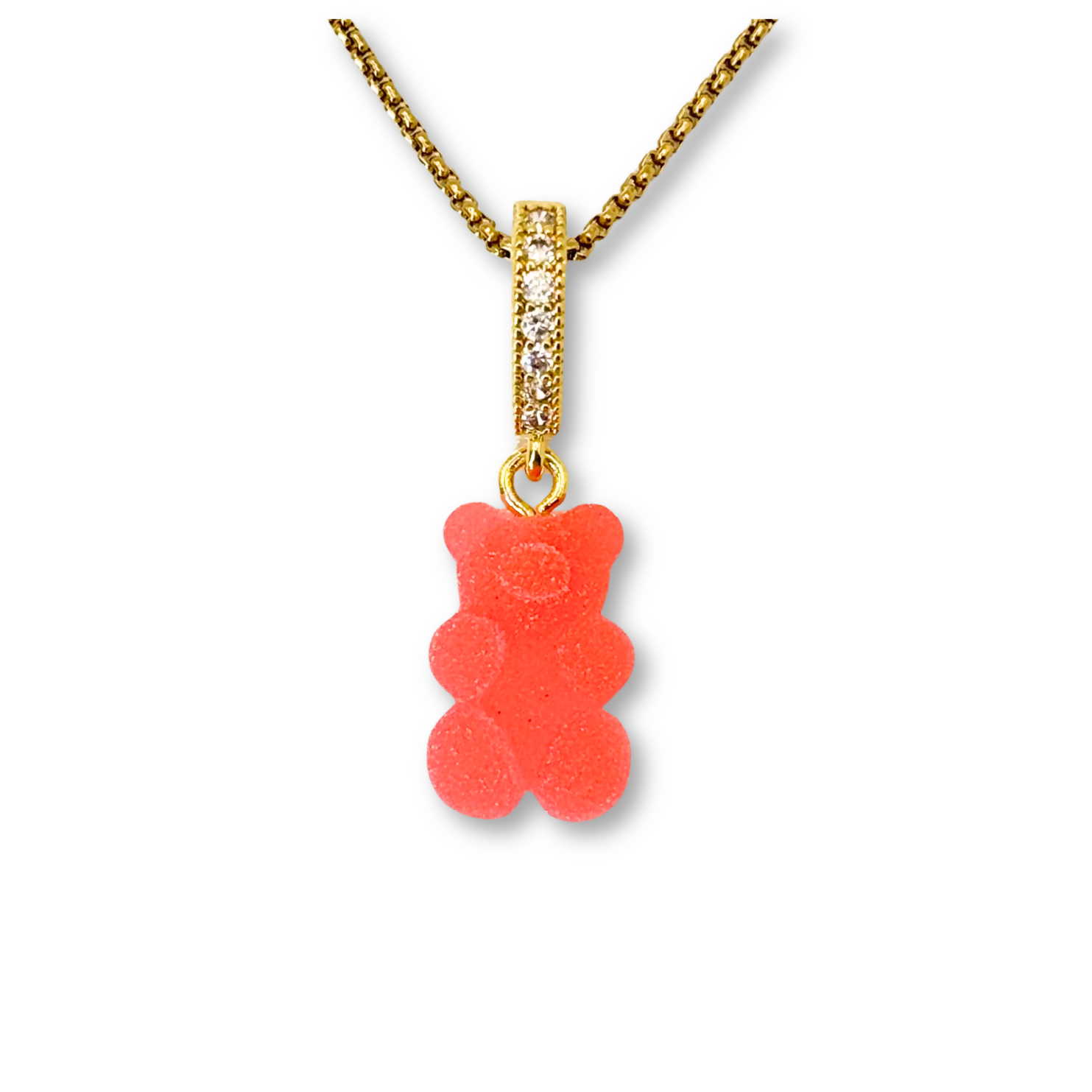 Sugar Coated Gummy Bear Pendant in Strawberry