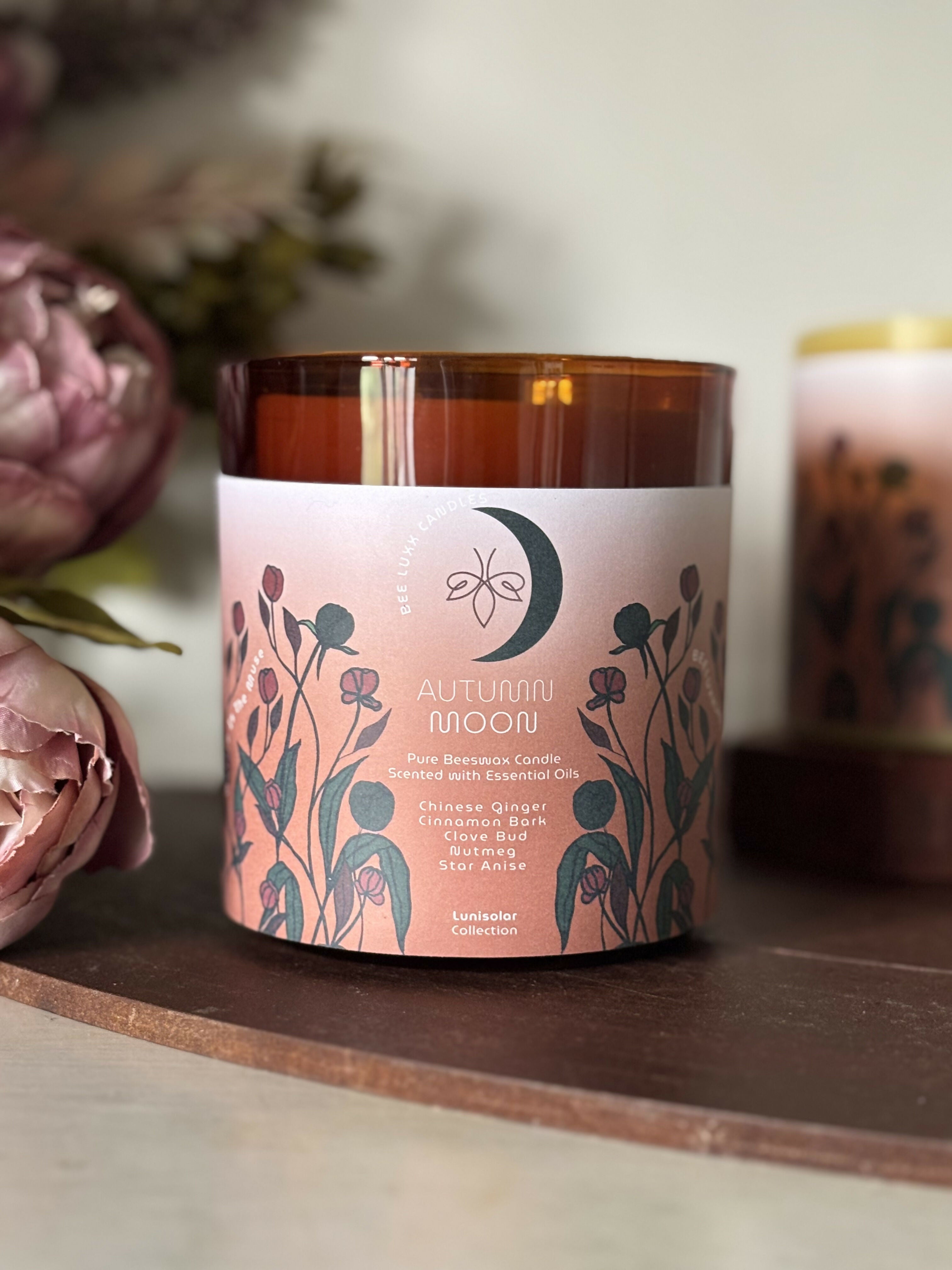 Autumn Moon - 100% Natural Essential Oil & Beeswax Candle In Glass Jar